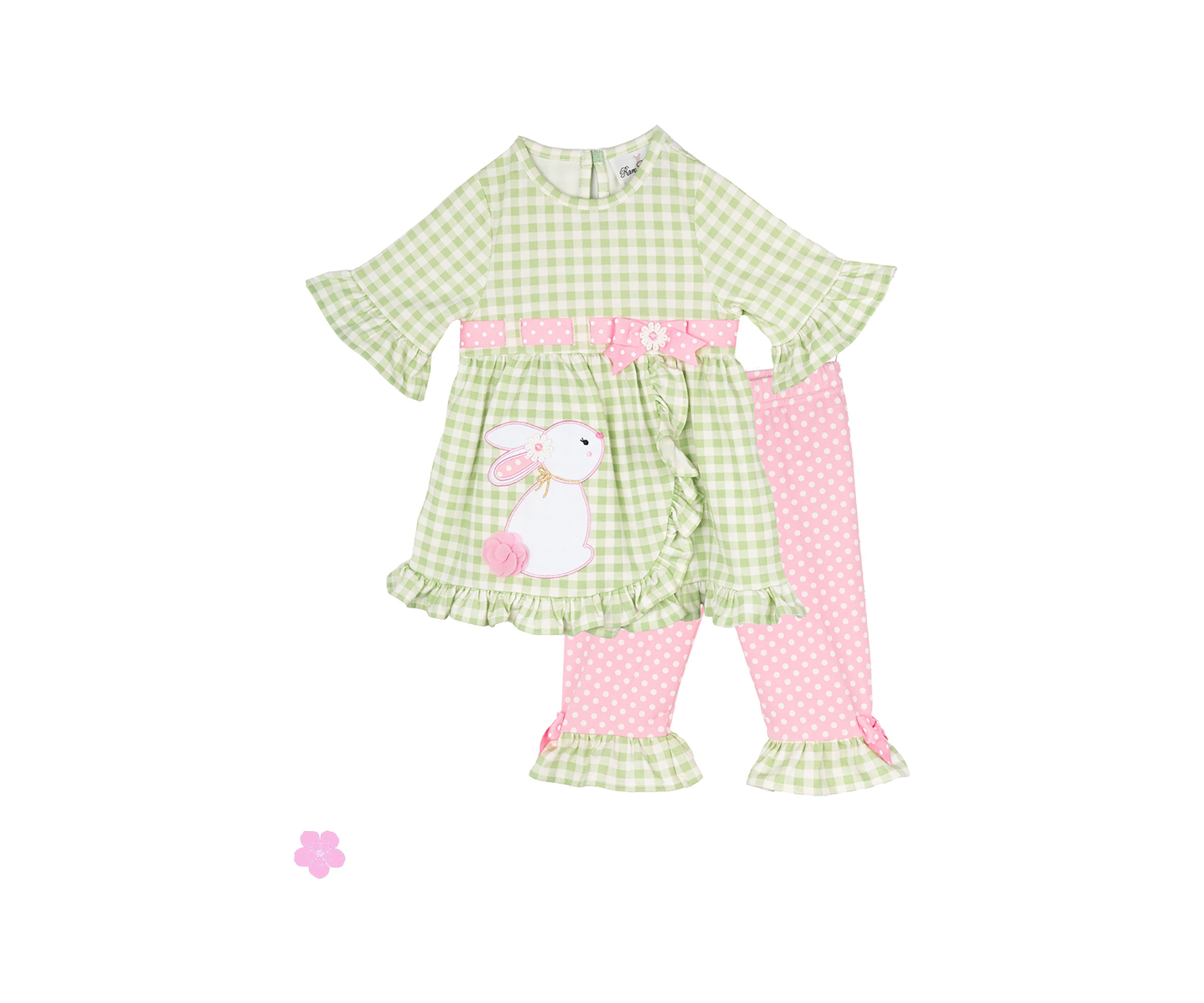 Baby Girls Check Print Bunny Set