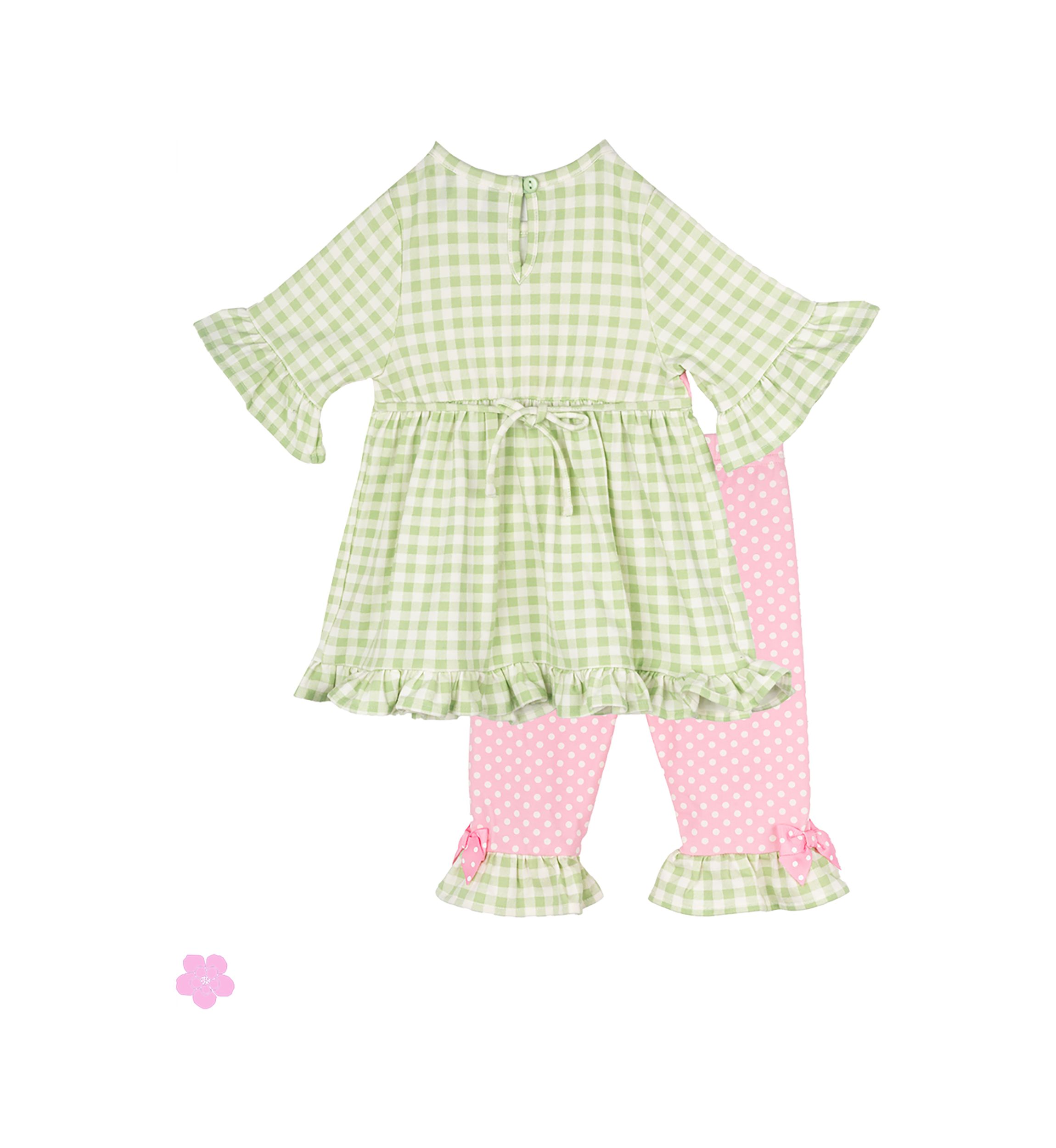 Baby Girls Check Print Bunny Set