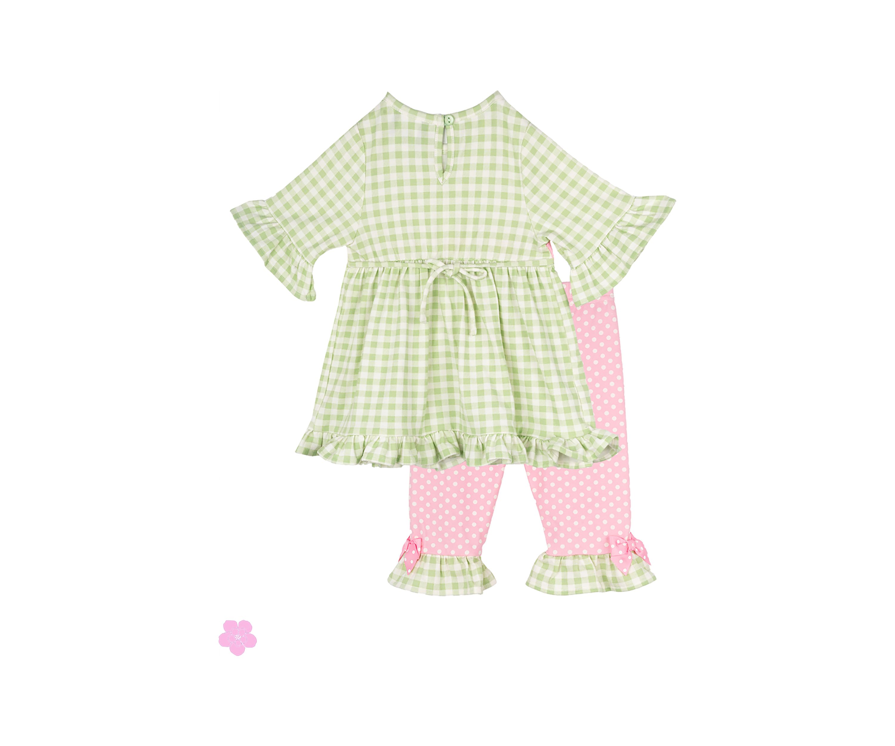 Baby Girls Check Print Bunny Set