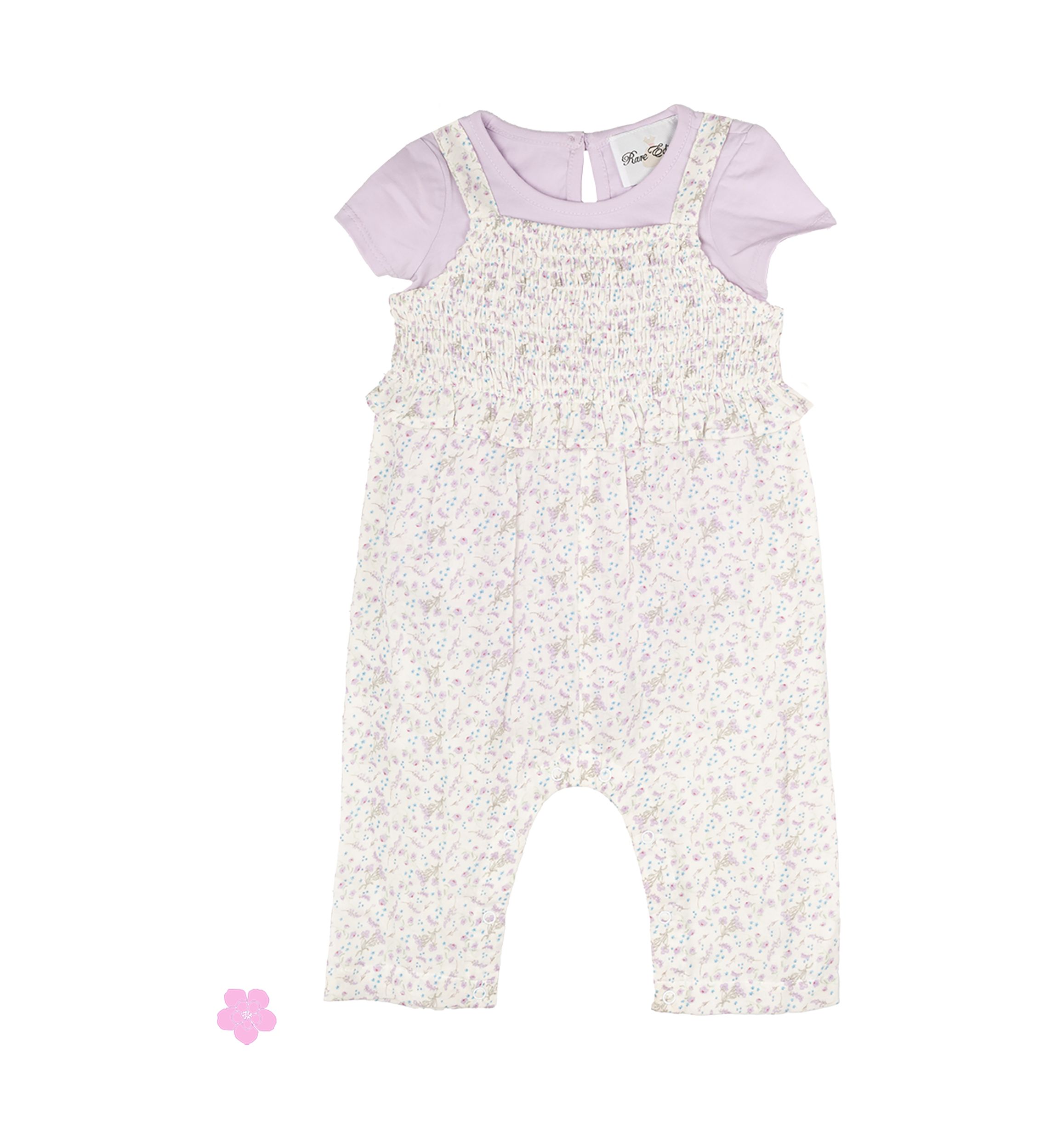 Baby Girls Knit Top and Printed Jumpsuit Set