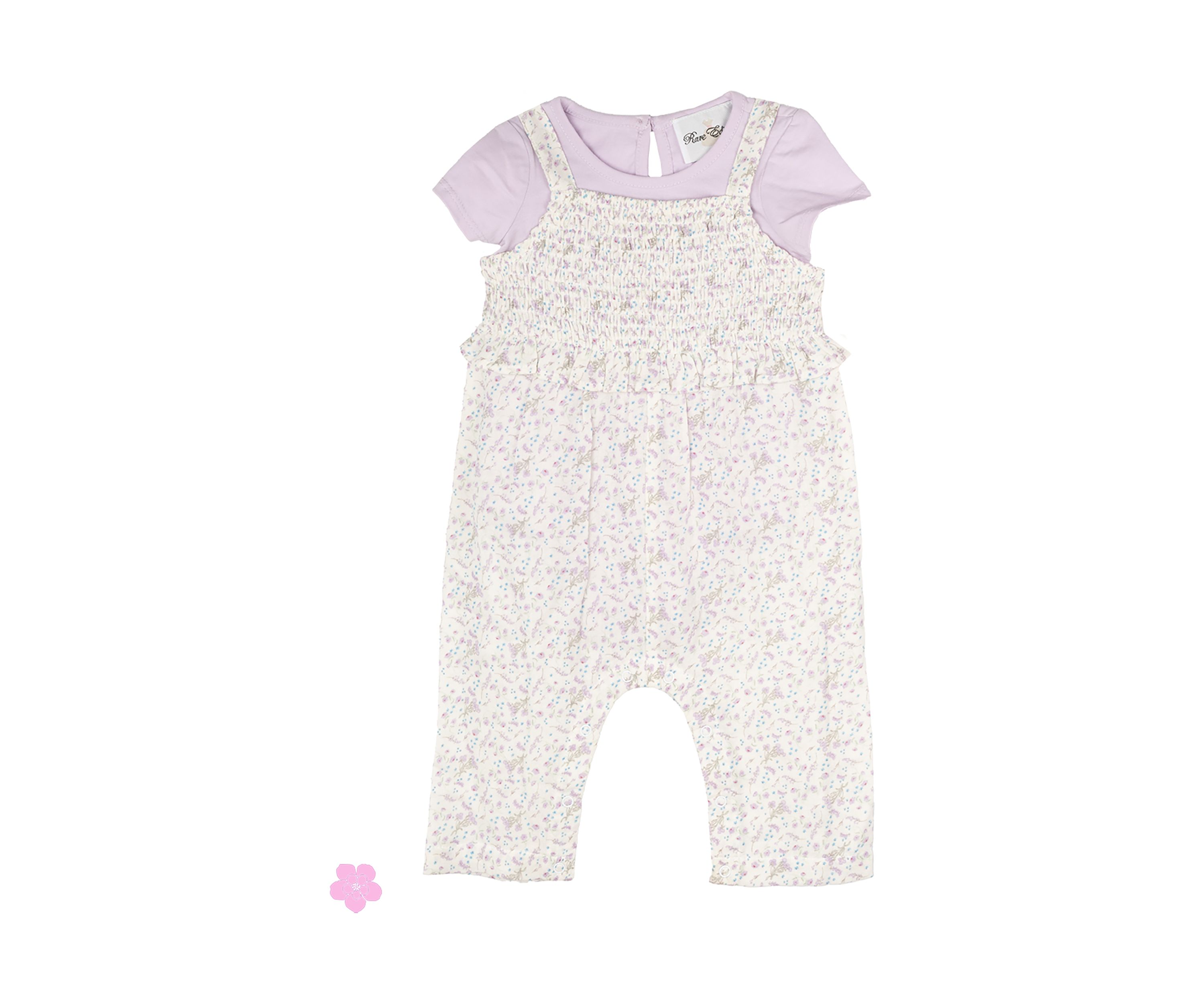 Baby Girls Knit Top and Printed Jumpsuit Set