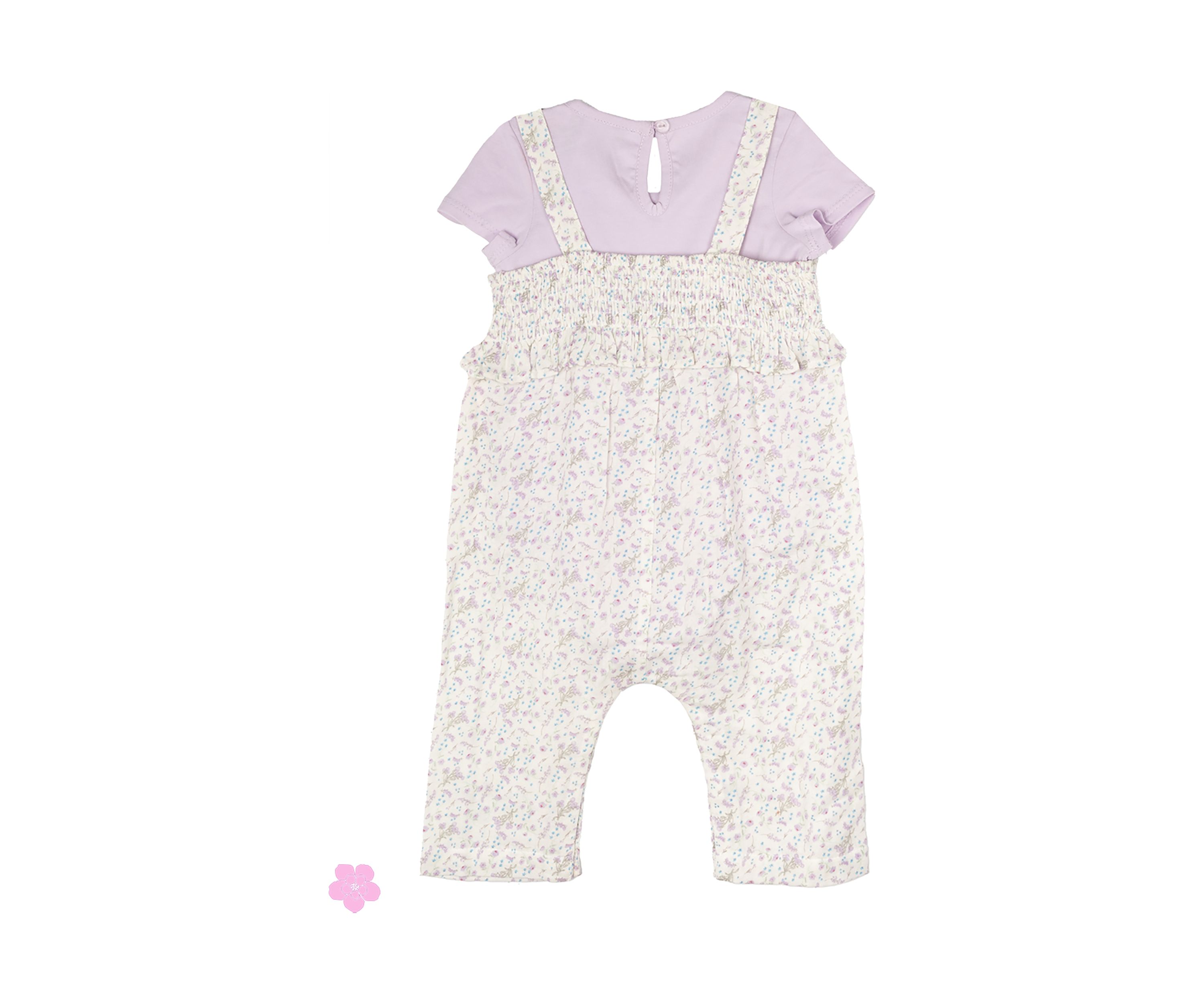 Baby Girls Knit Top and Printed Jumpsuit Set