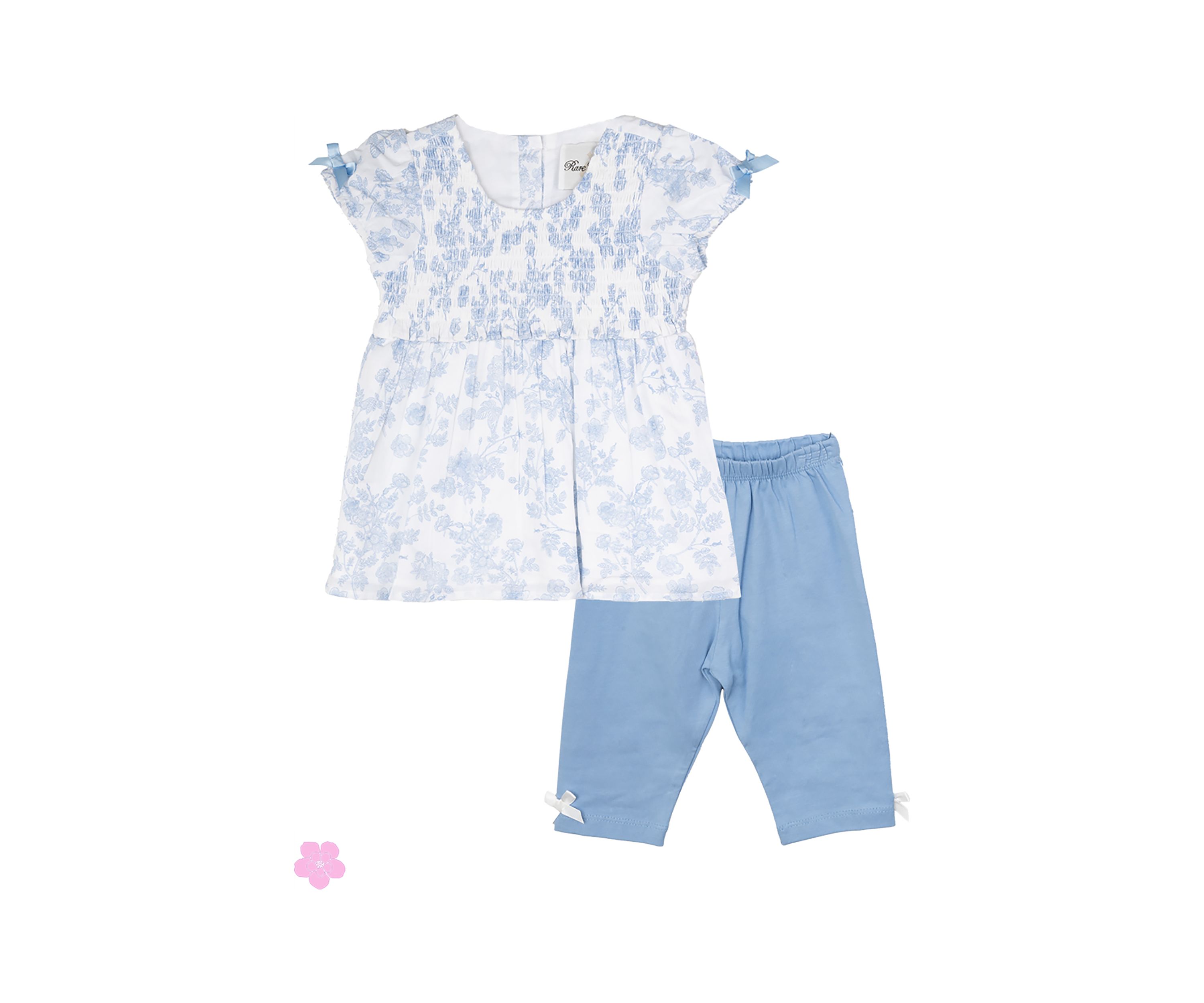 Baby Girls Printed Cotton Voile Smocked Set