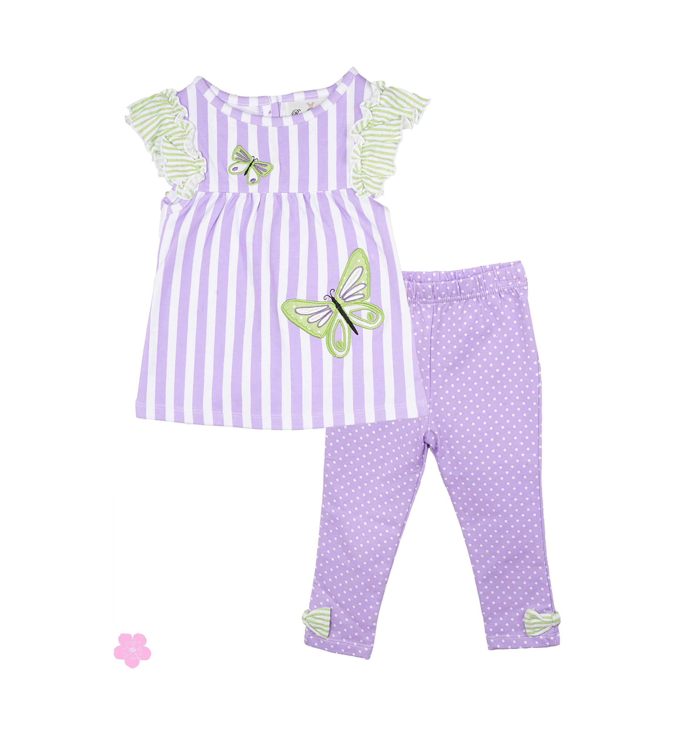 Baby Girls Stripe Top and Dot Printed Leggings Set