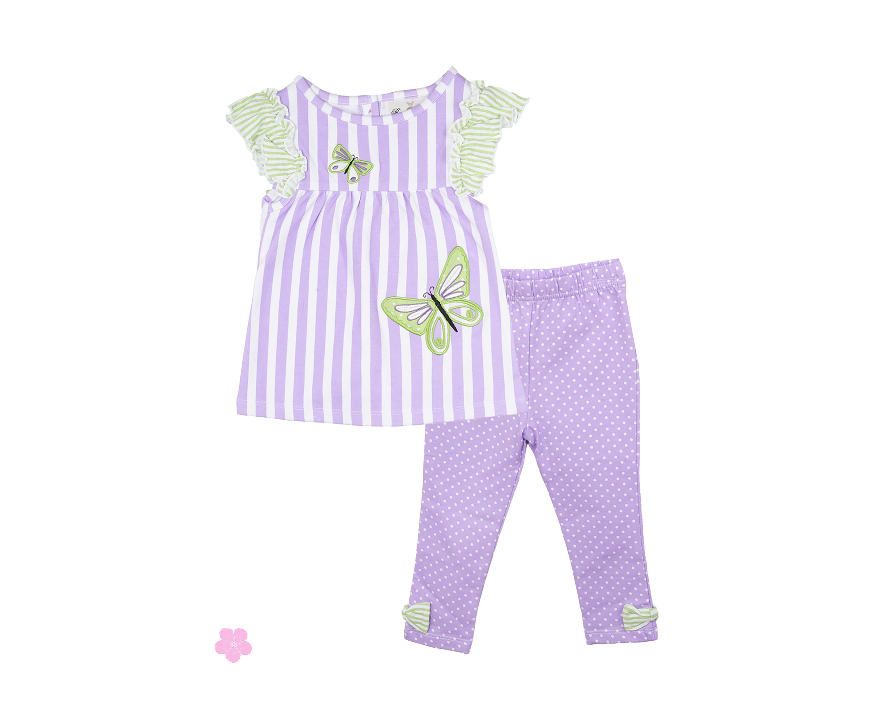 Baby Girls Stripe Top and Dot Printed Leggings Set