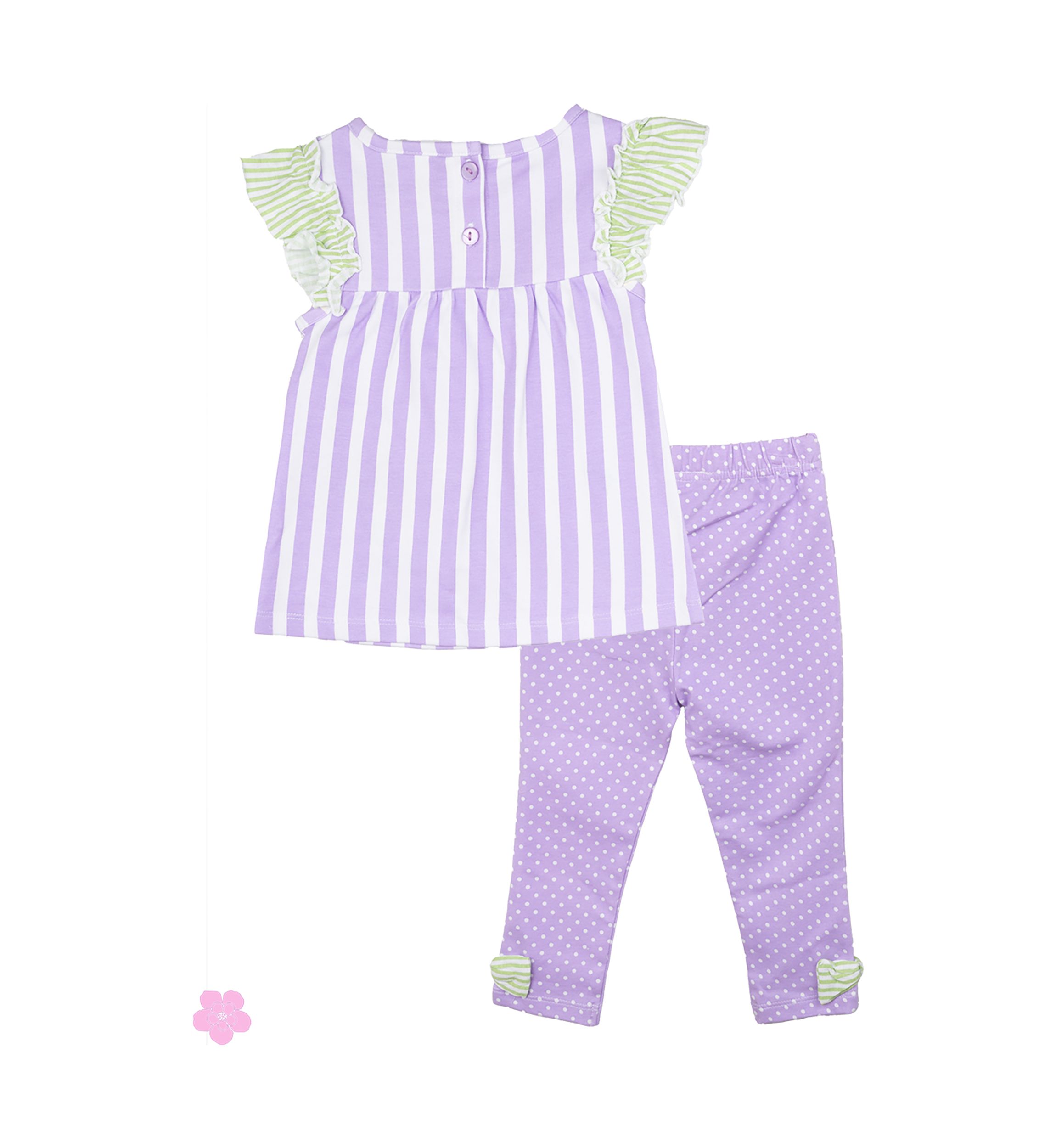 Baby Girls Stripe Top and Dot Printed Leggings Set