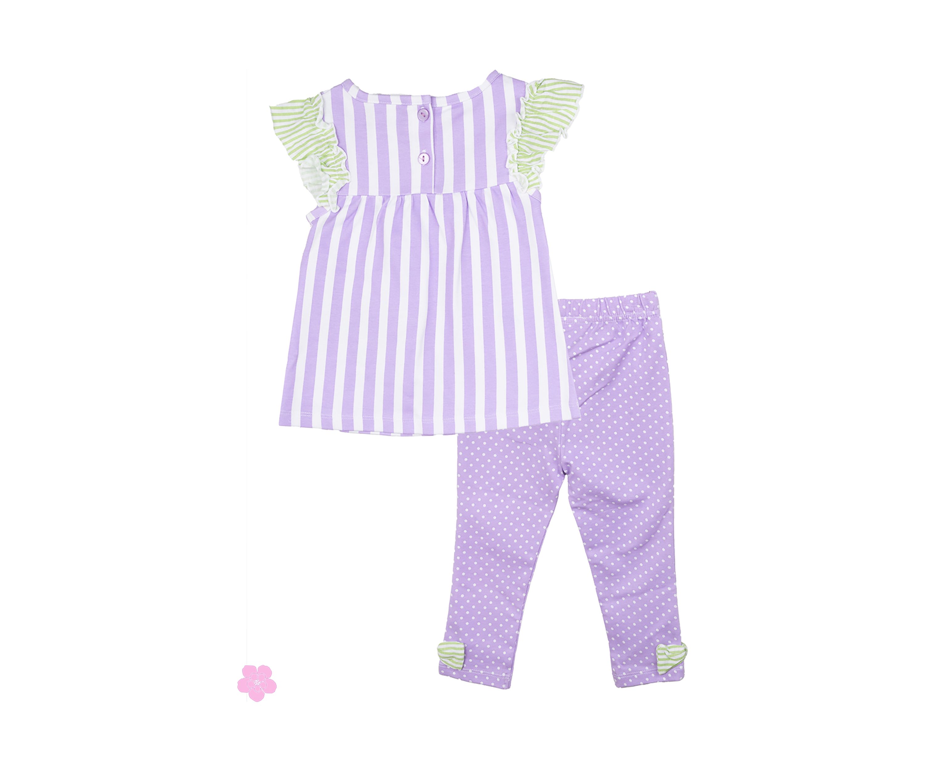 Baby Girls Stripe Top and Dot Printed Leggings Set