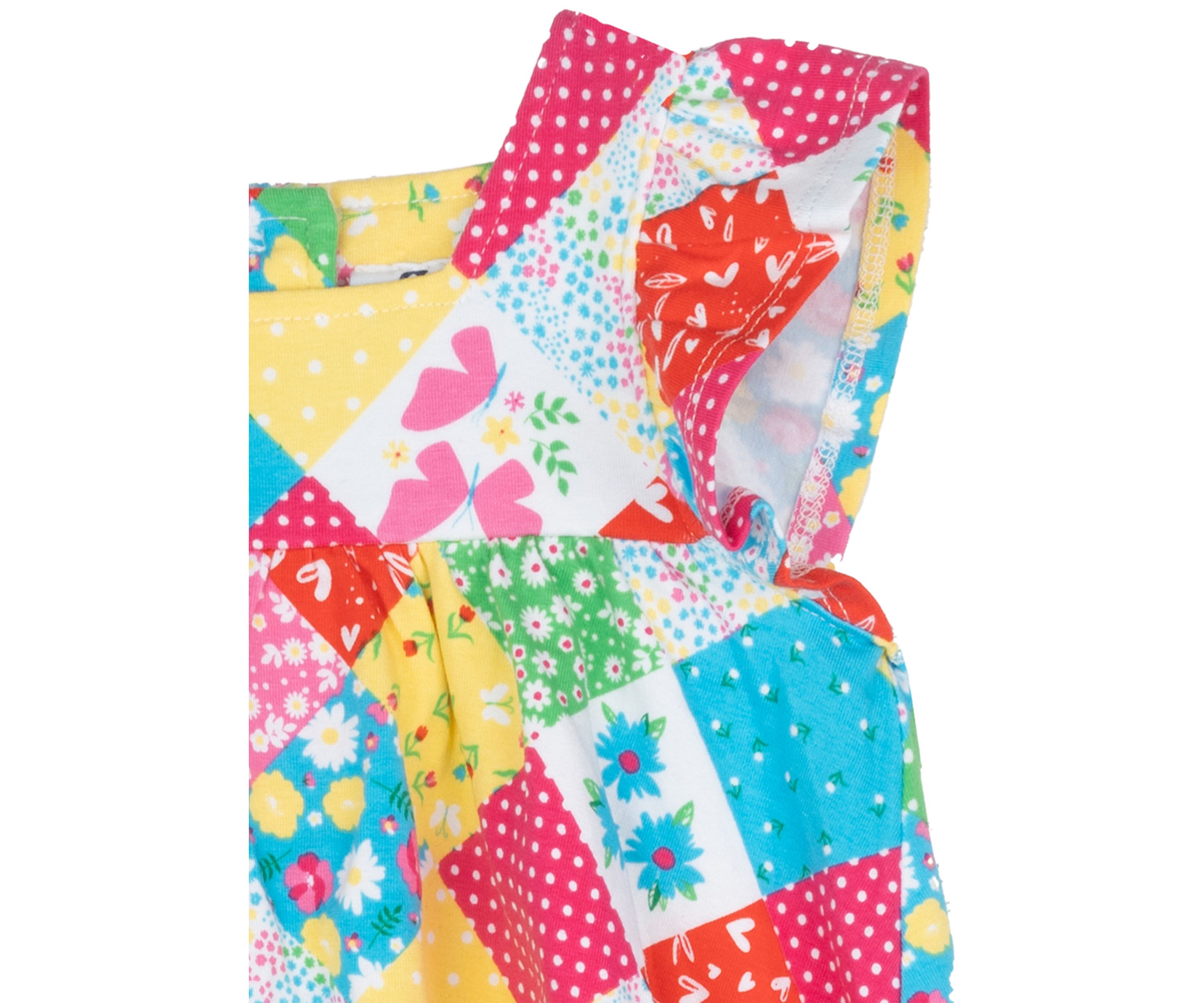 Baby Girls Puff Sleeve Patchwork Dress and Bloomer