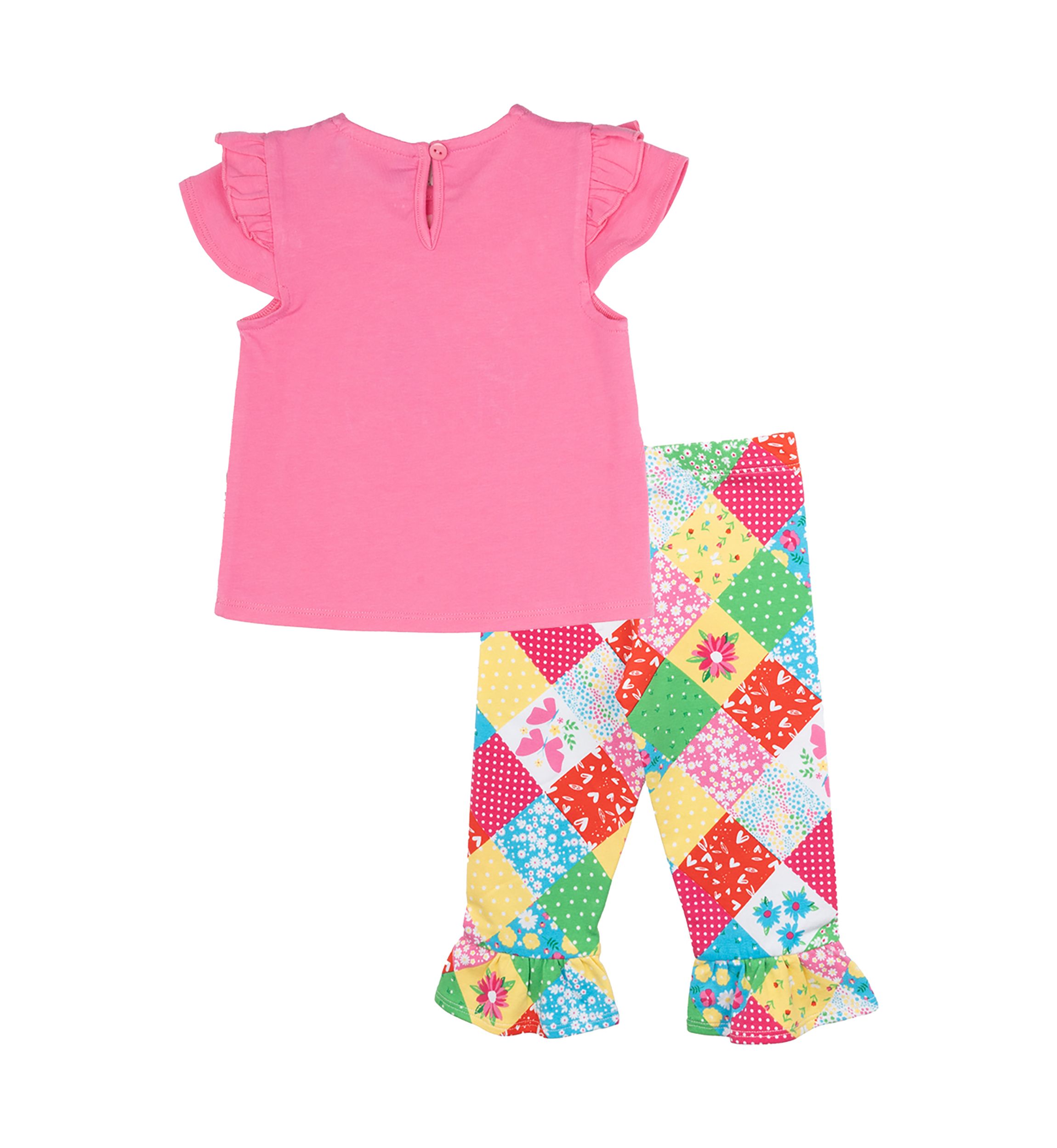 Baby Girls Rainbow Graphic Top and Patchwork Pants Set 