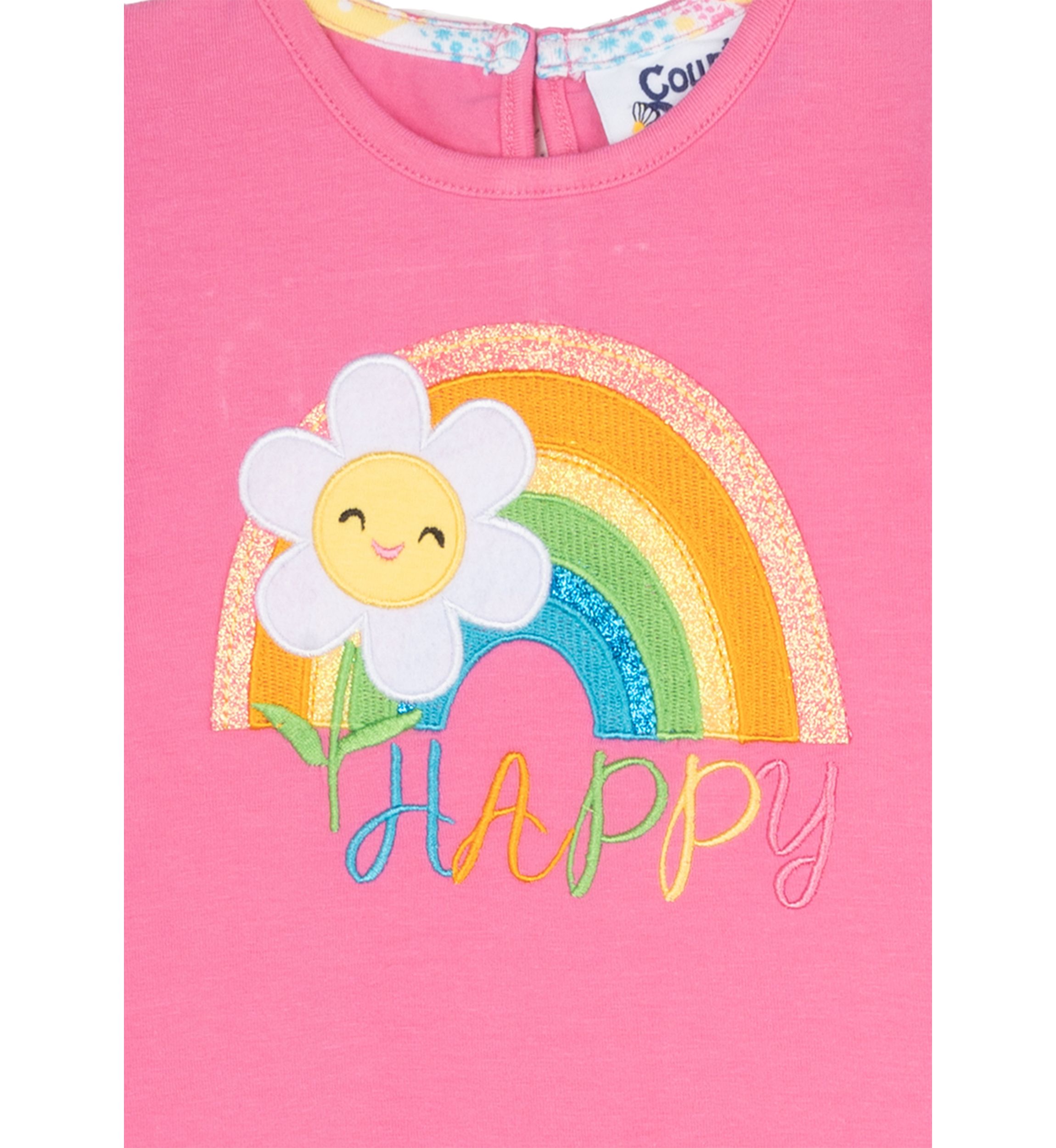 Baby Girls Rainbow Graphic Top and Patchwork Pants Set 