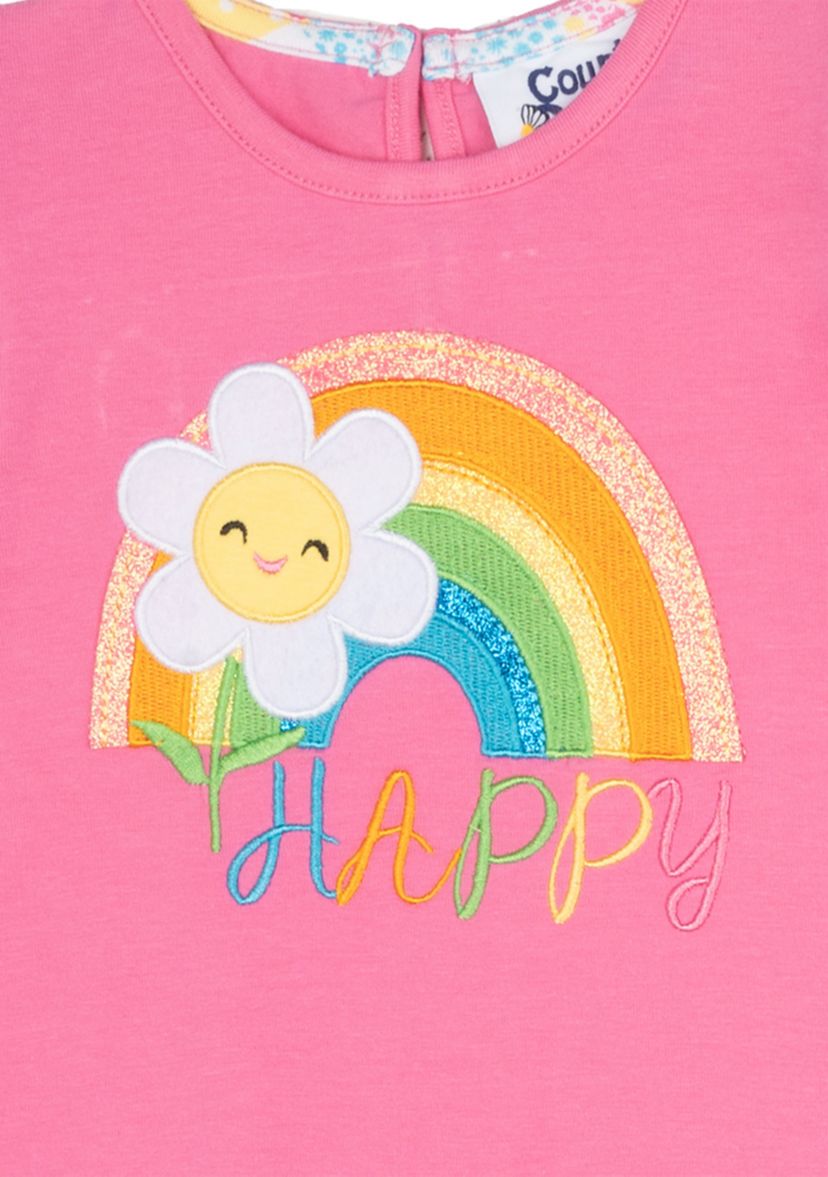 Baby Girls Rainbow Graphic Top and Patchwork Pants Set 