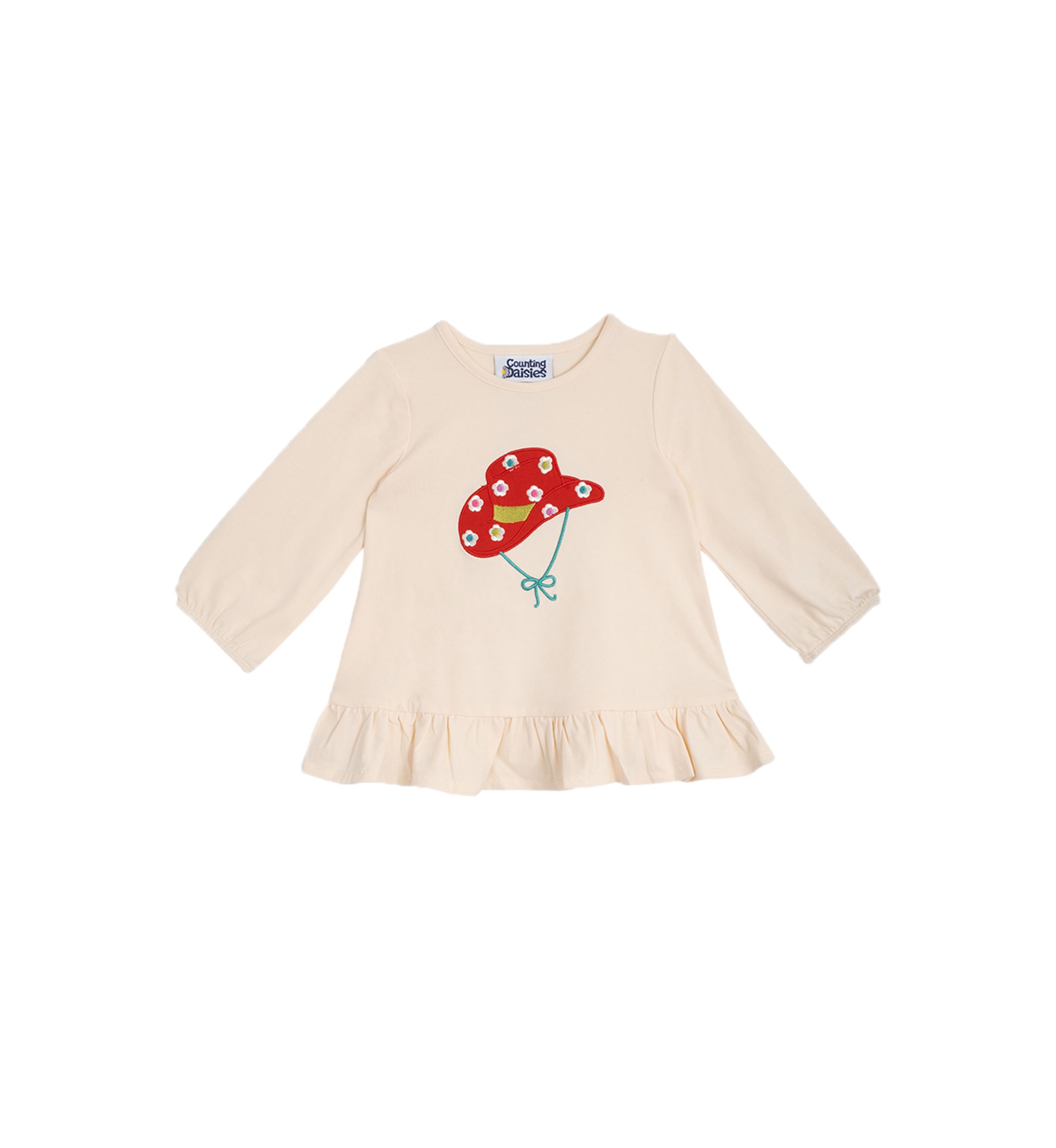Toddler Girls Cowboy Hat Appliqué Top