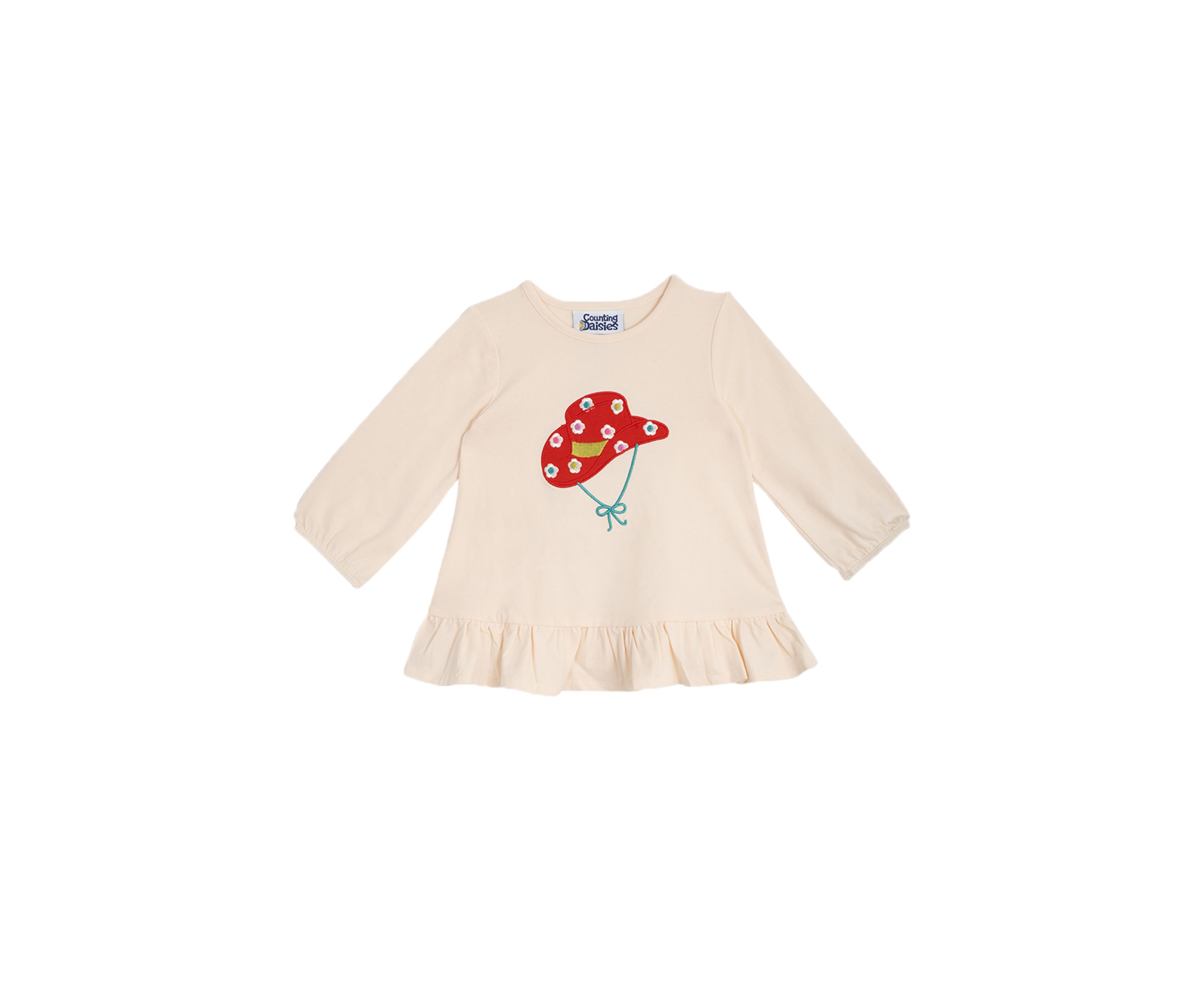 Toddler Girls Cowboy Hat Appliqué Top