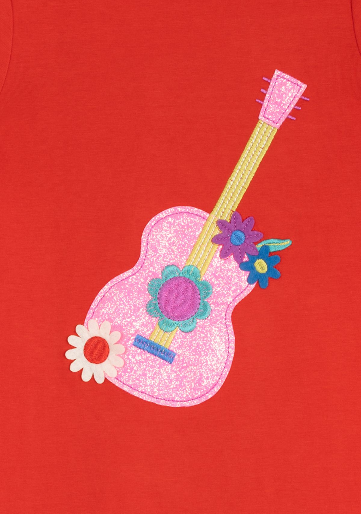 Toddler Girls Flutter Sleeve Guitar Appliqué Dress