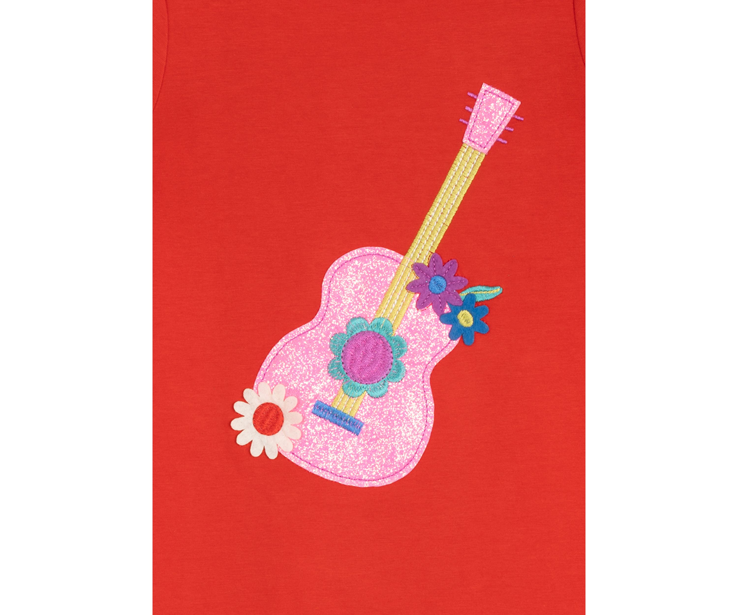 Toddler Girls Flutter Sleeve Guitar Appliqué Dress