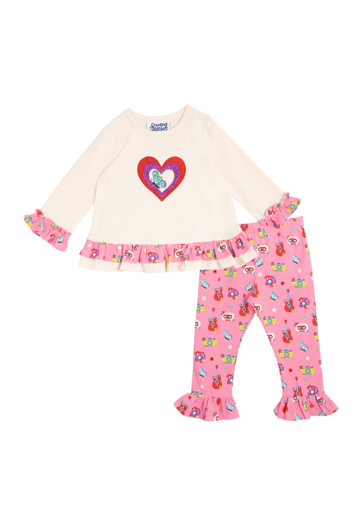 Baby Girls Heart Appliqué Top and Leggings Set