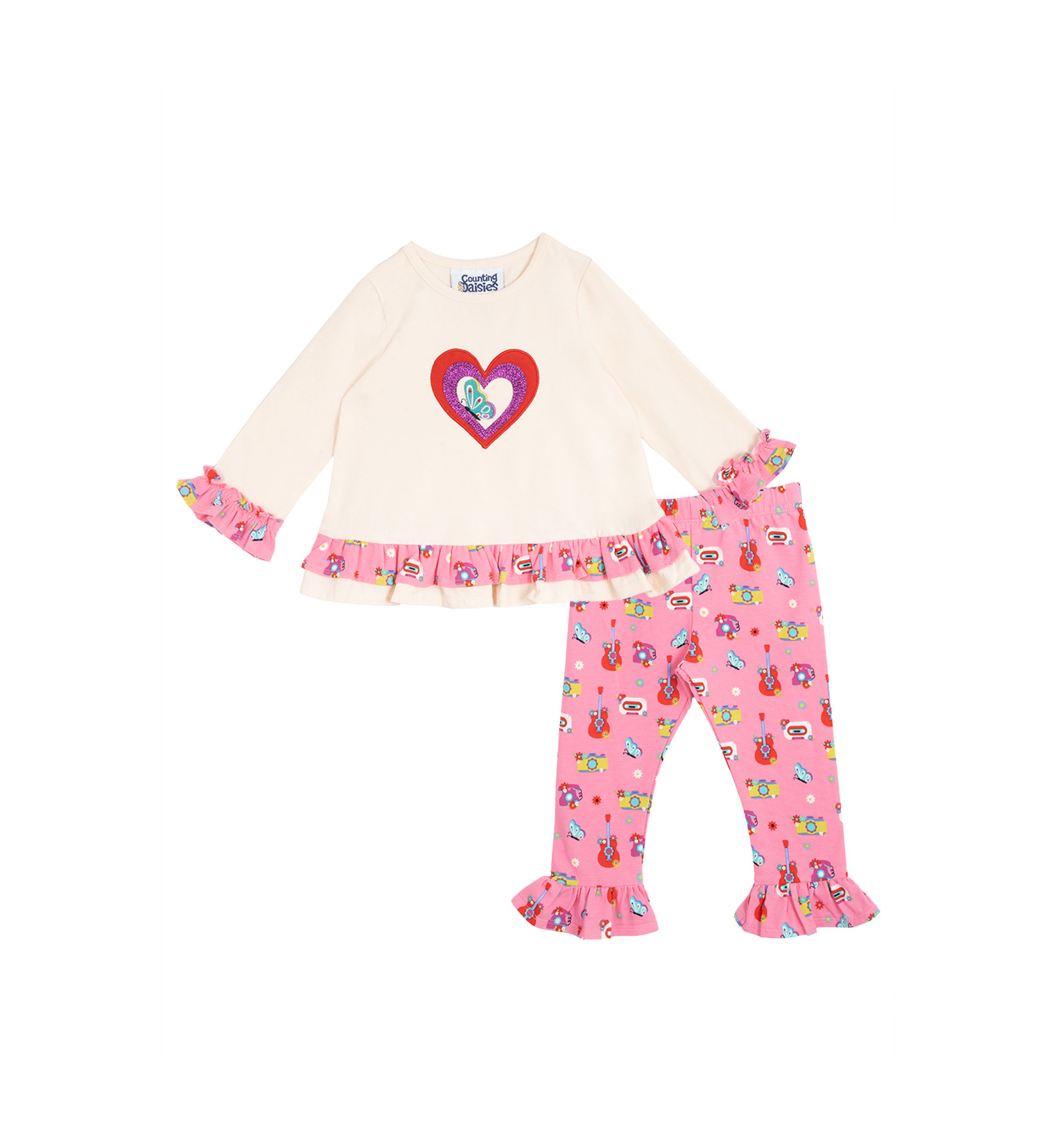 Baby Girls Heart Appliqué Top and Leggings Set