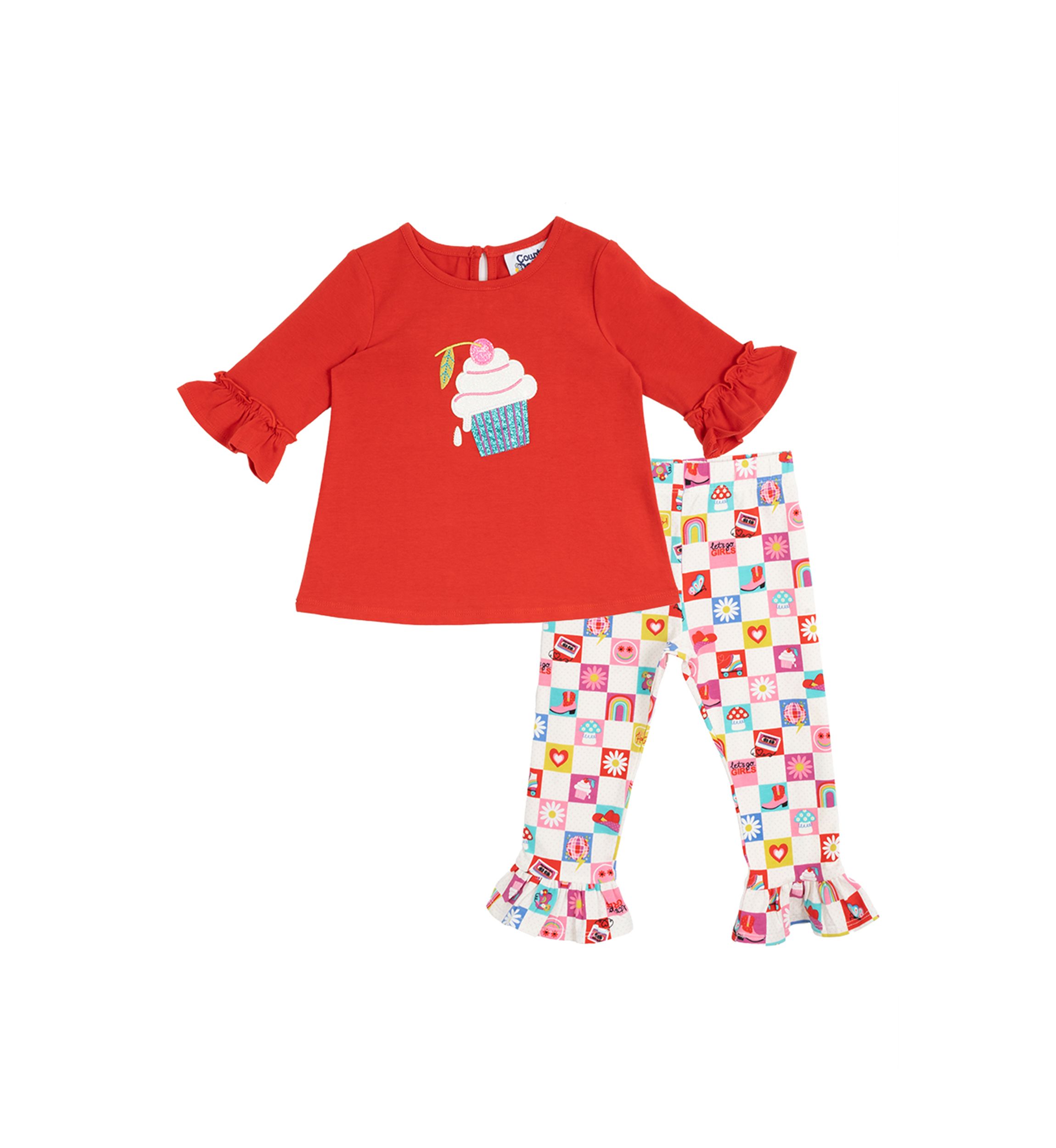 Baby Girls Cupcake Appliqué Top and Leggings Set