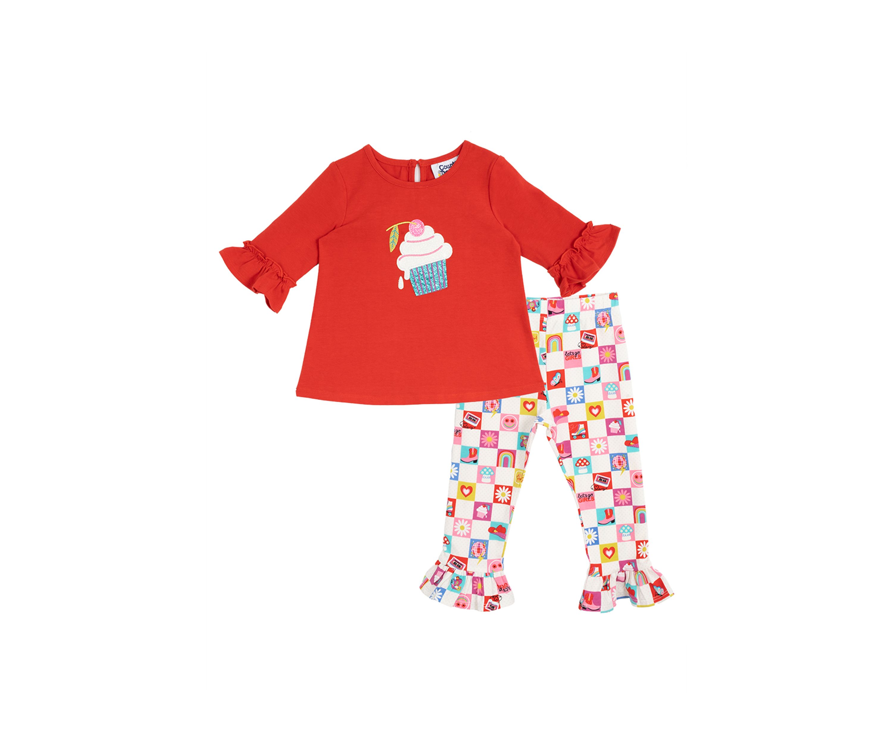 Baby Girls Cupcake Appliqué Top and Leggings Set