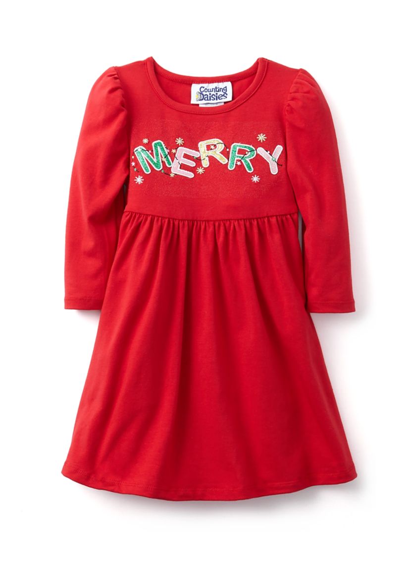 Toddler Girls Knit Appliqué Dress
