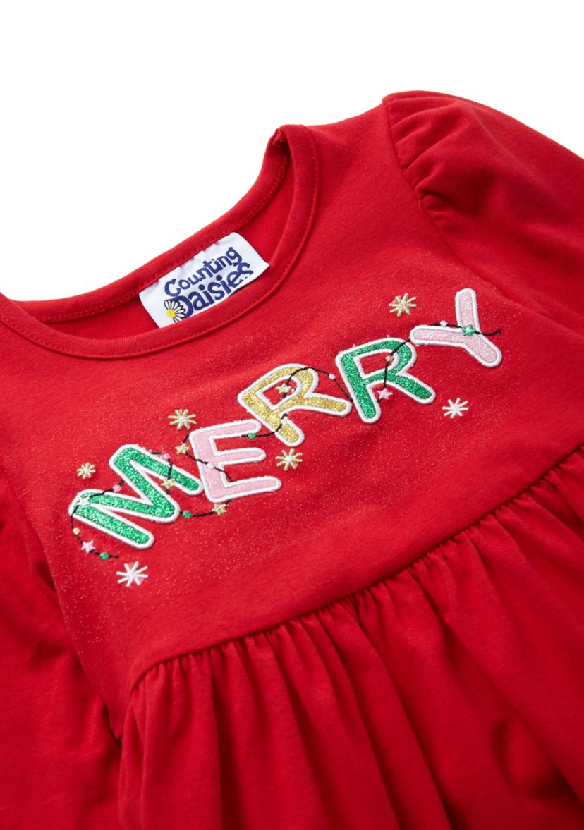 Toddler Girls Knit Appliqué Dress