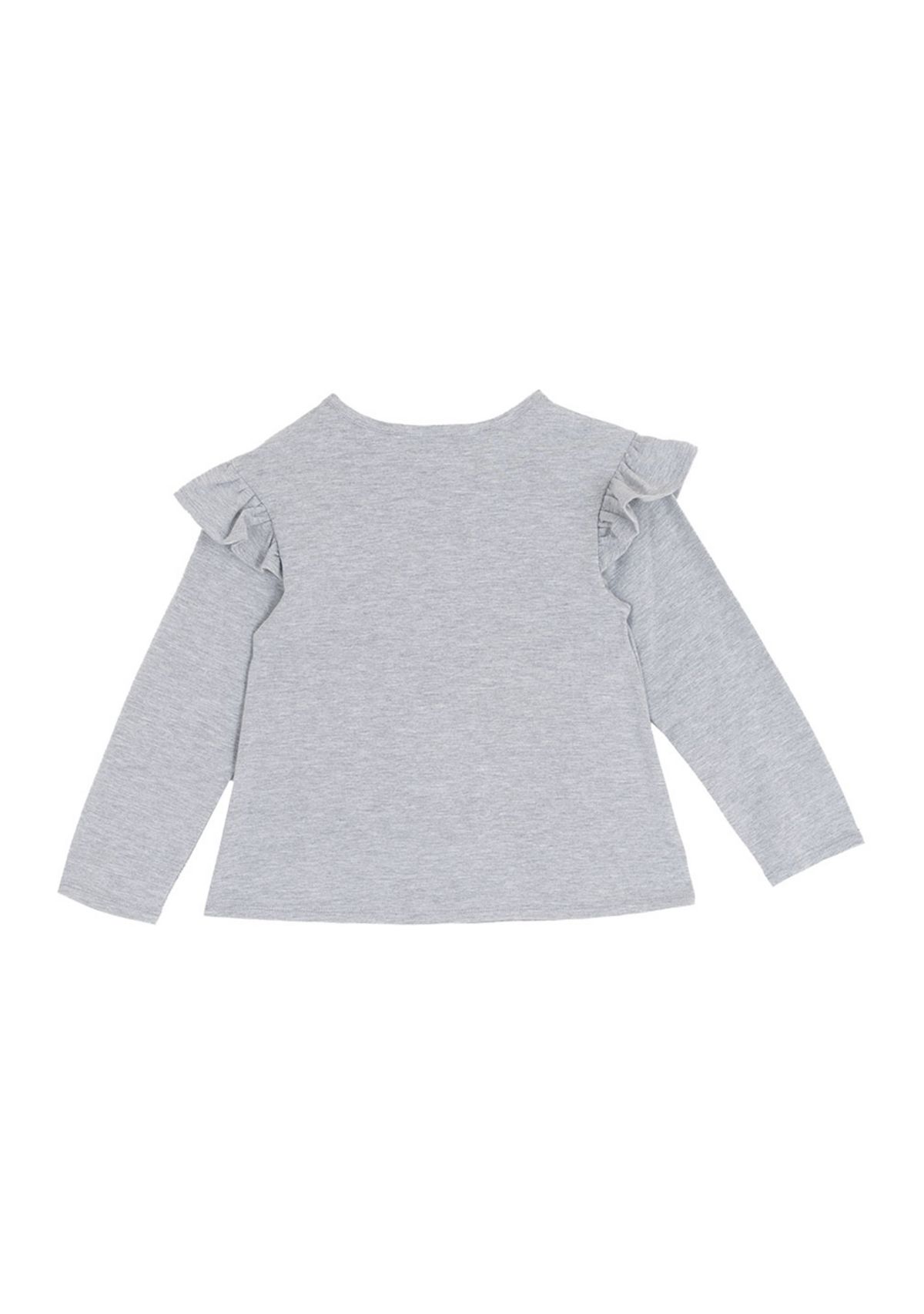 Toddler Girls Long Sleeve Ruffled Shoulder Santa T-Shirt 