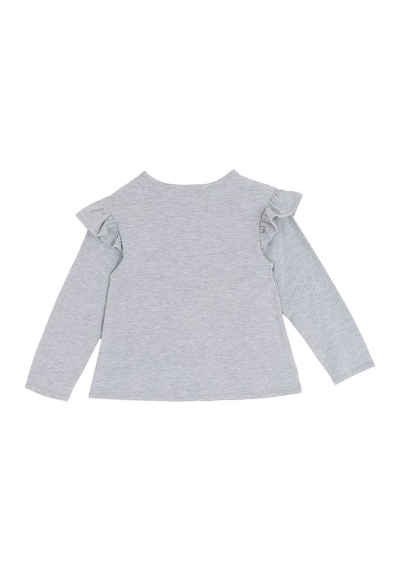Toddler Girls Long Sleeve Ruffled Shoulder Santa T-Shirt 