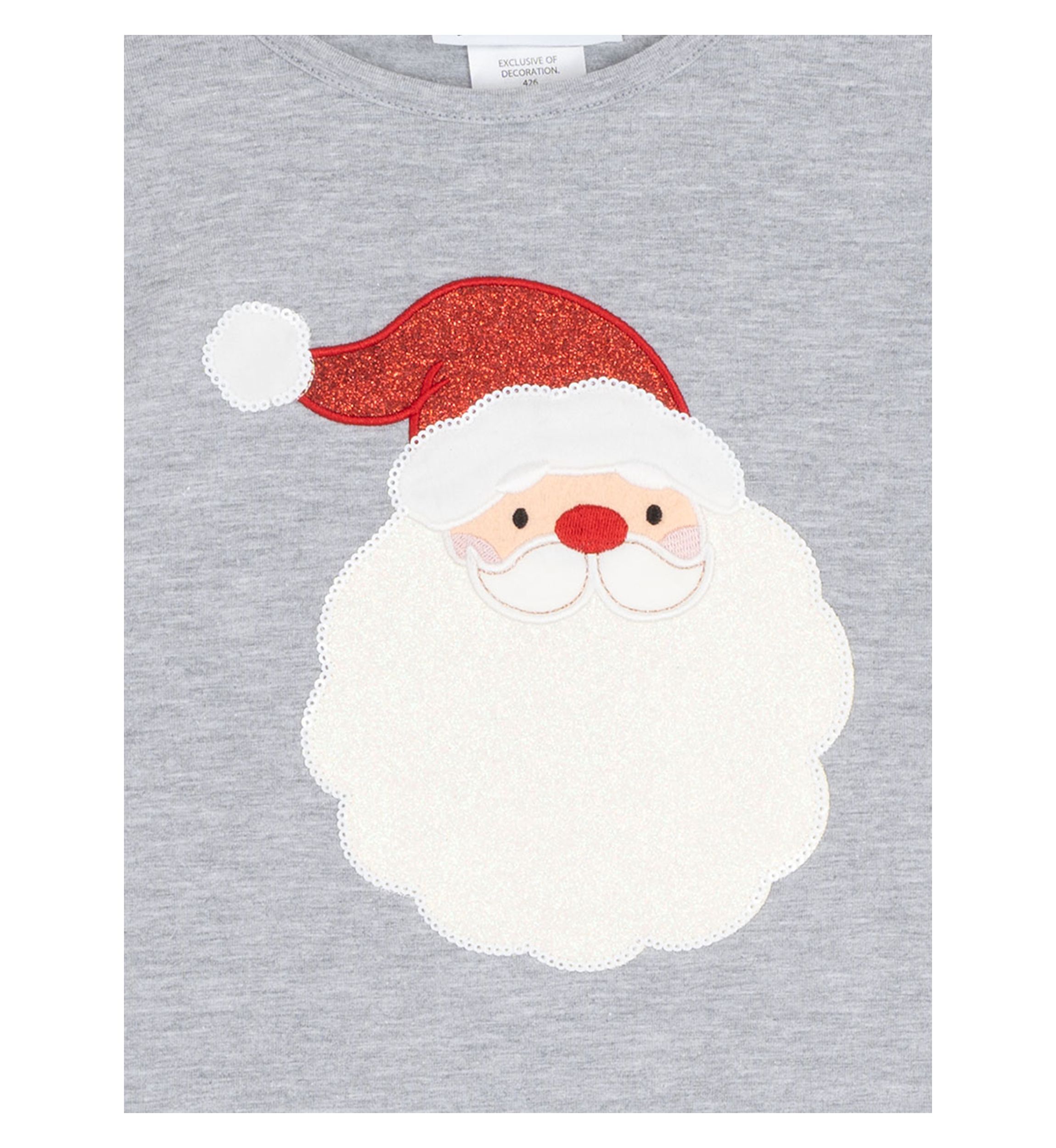 Toddler Girls Long Sleeve Ruffled Shoulder Santa T-Shirt 