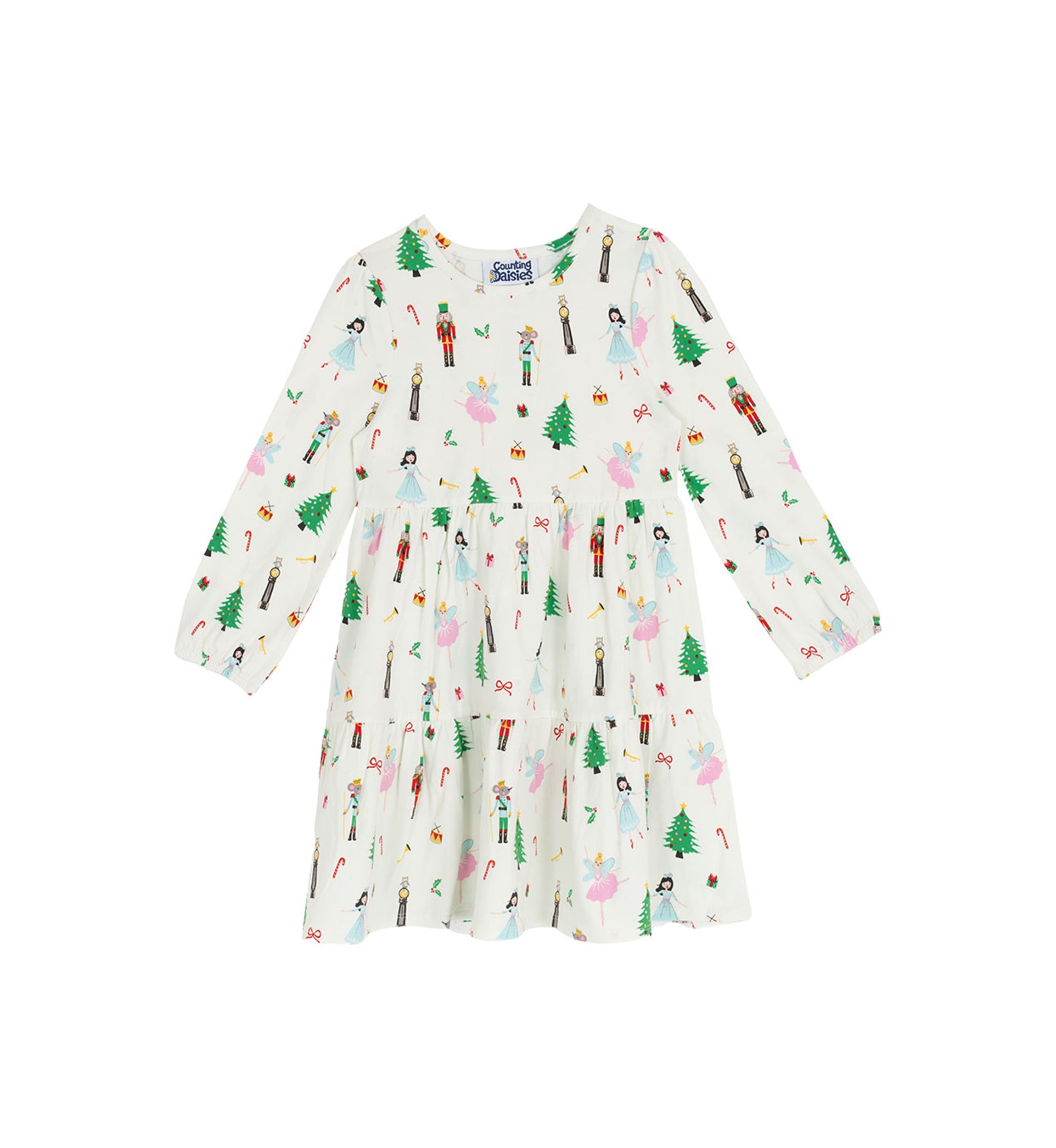 Toddler Girls Long Sleeve Nutcracker Print Dress