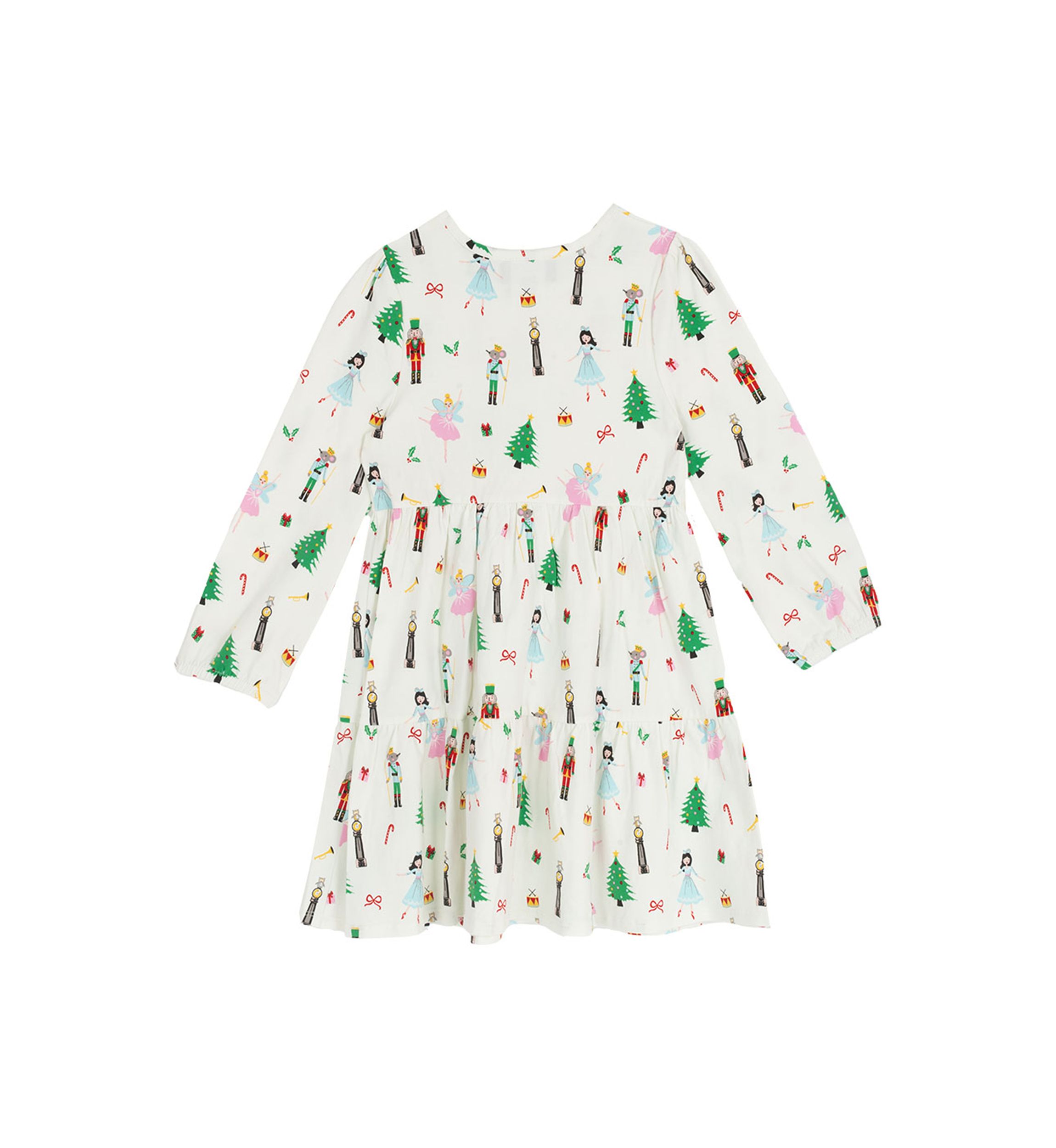 Toddler Girls Long Sleeve Nutcracker Print Dress