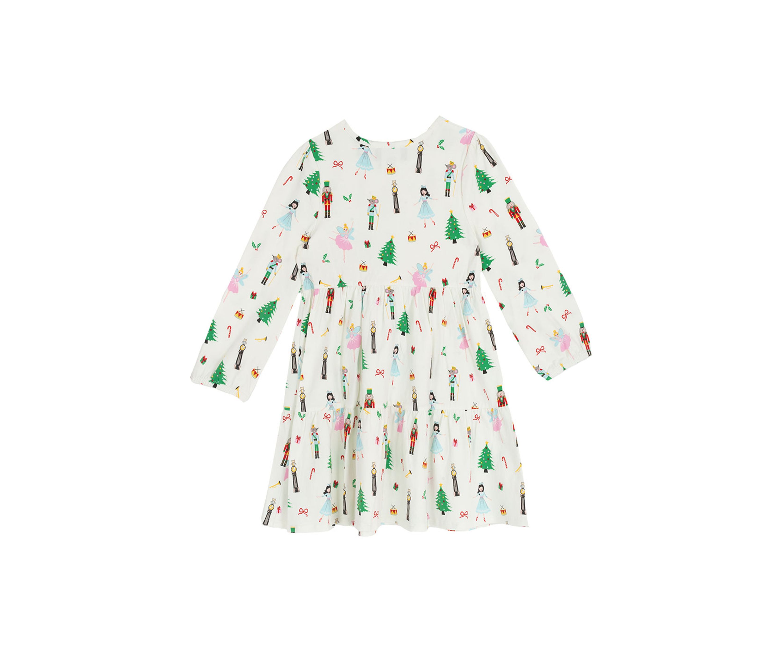 Toddler Girls Long Sleeve Nutcracker Print Dress