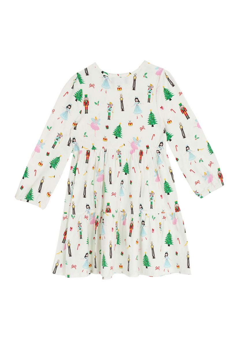 Toddler Girls Long Sleeve Nutcracker Print Dress
