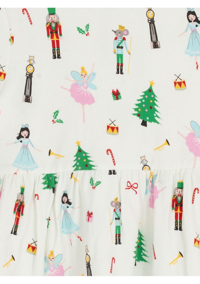 Toddler Girls Long Sleeve Nutcracker Print Dress