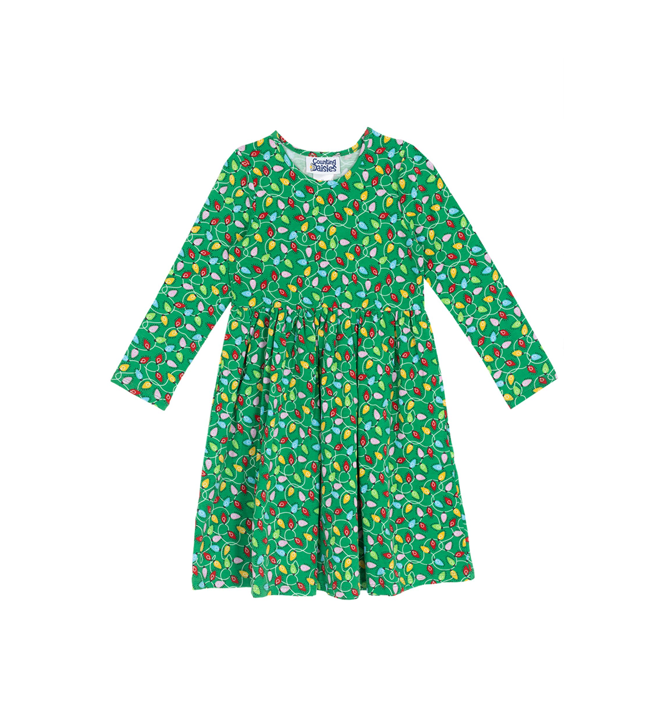 Toddler Girls Long Sleeve Tree Lights Dress
