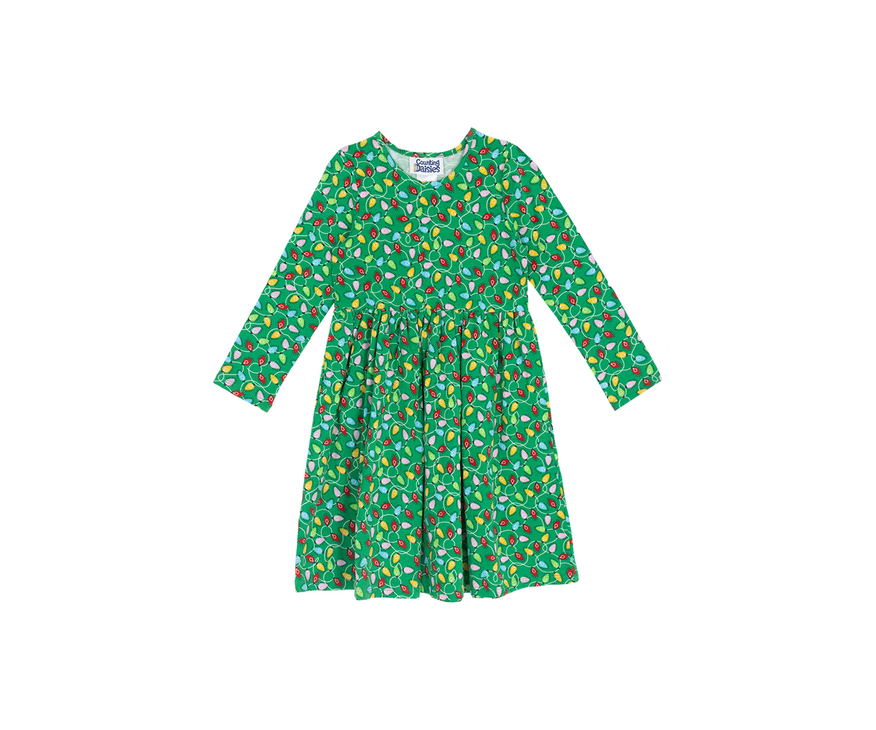 Toddler Girls Long Sleeve Tree Lights Dress