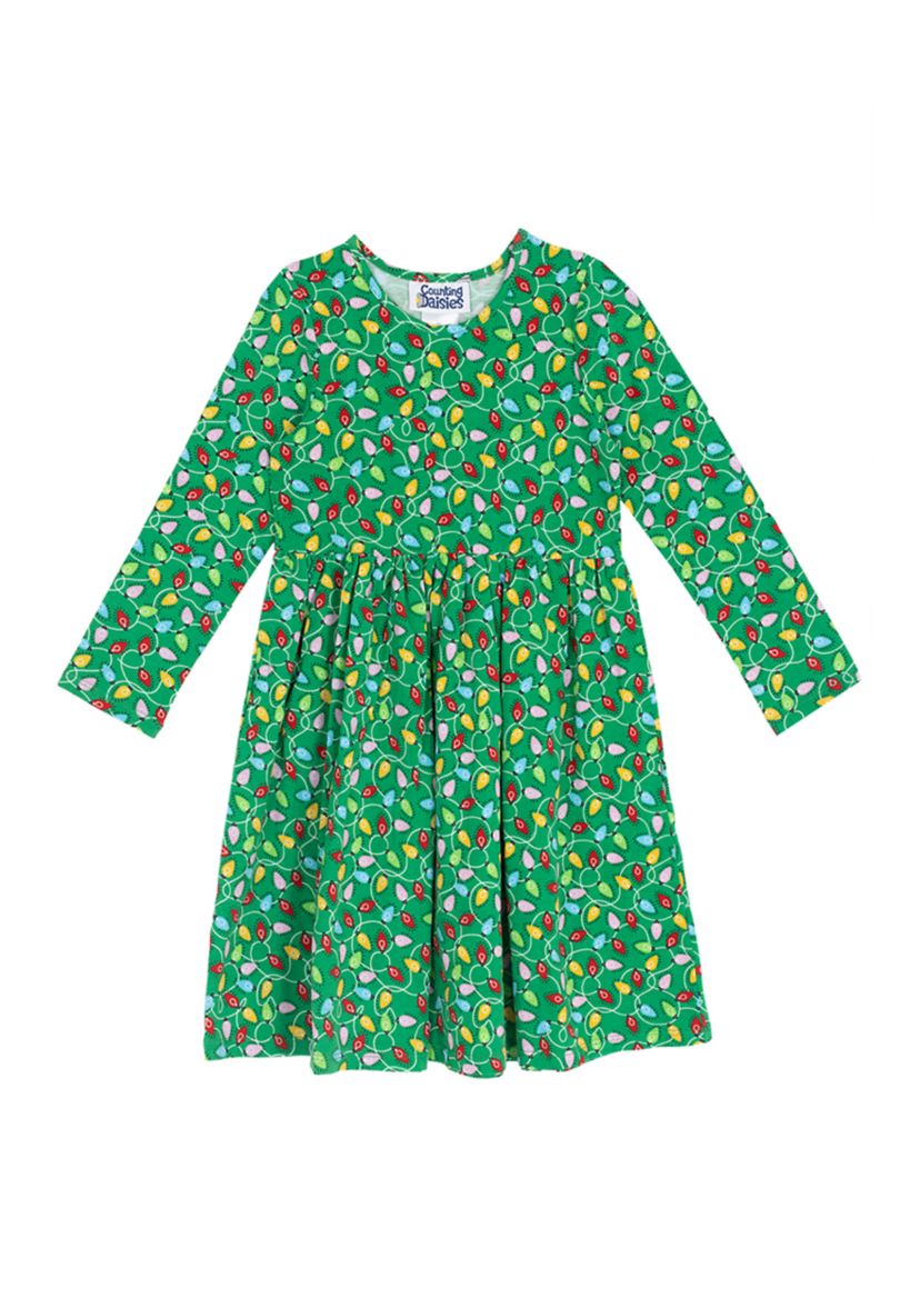 Toddler Girls Long Sleeve Tree Lights Dress