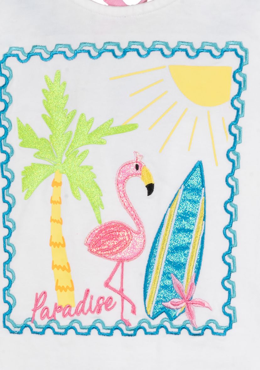 Toddler Girls Crossback Flamingo Graphic Tank Top