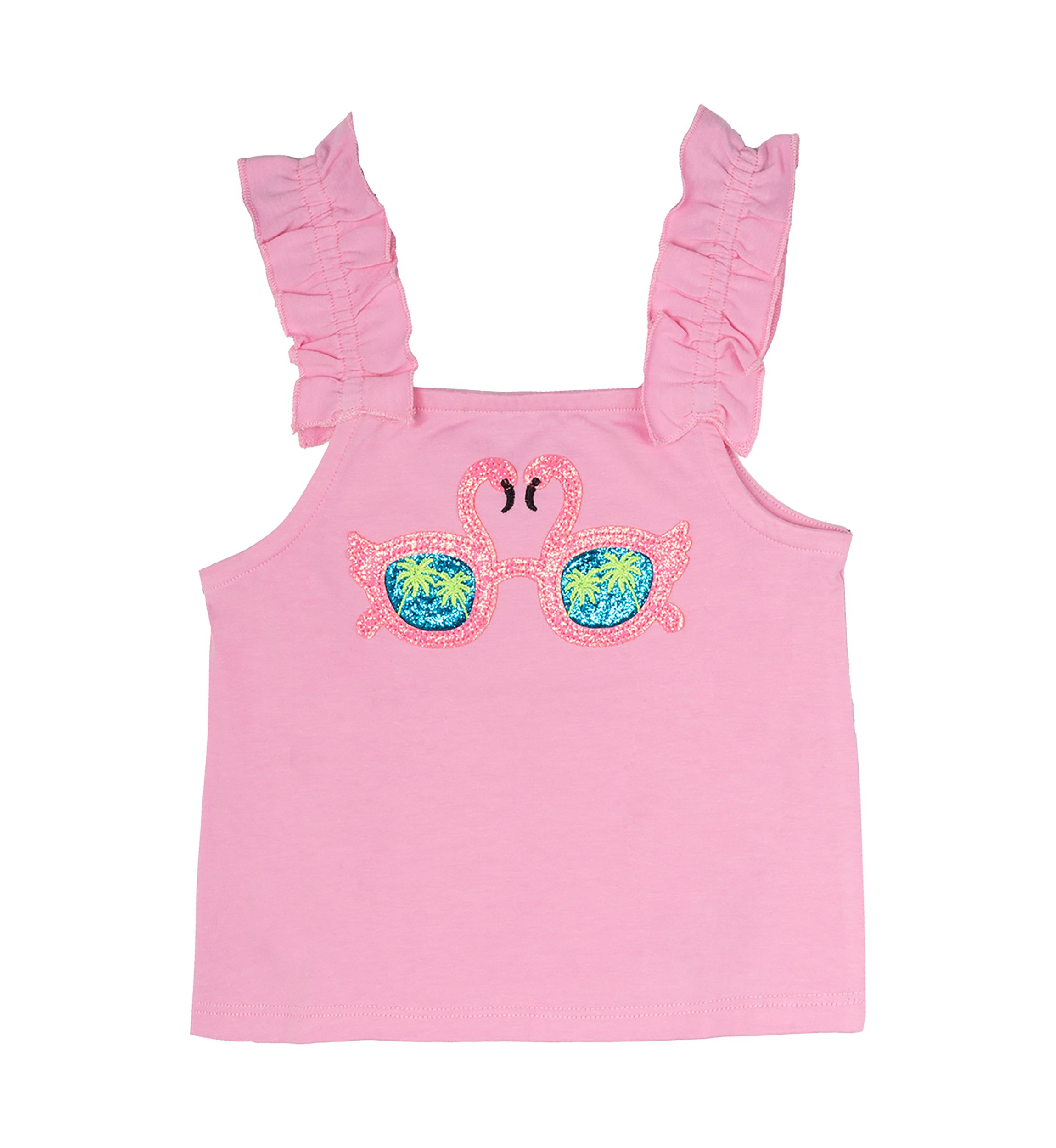 Toddler Girls Flamingo Graphic Ruffle Tank Top