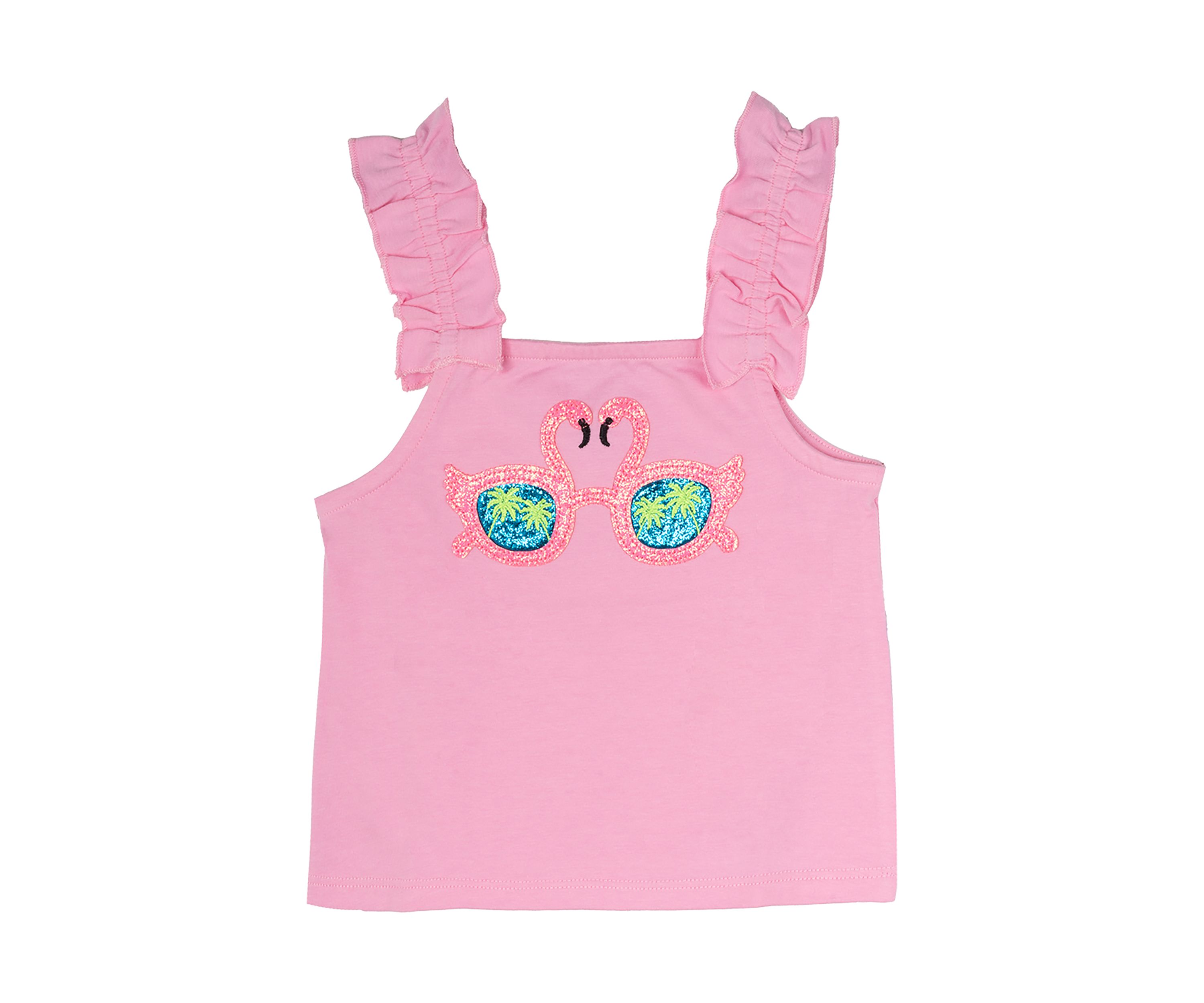 Toddler Girls Flamingo Graphic Ruffle Tank Top