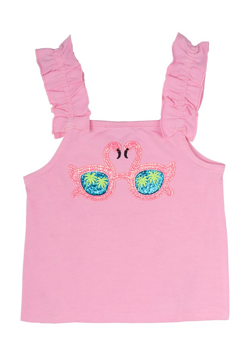 Toddler Girls Flamingo Graphic Ruffle Tank Top