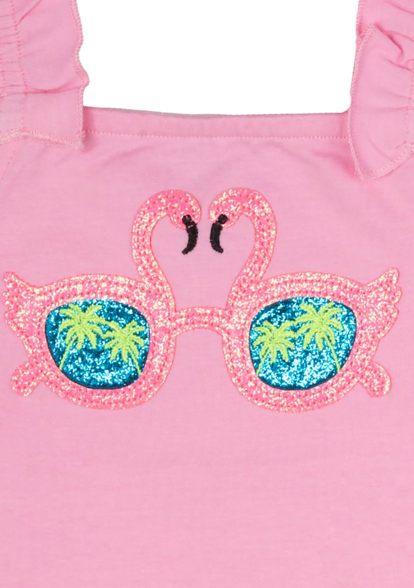 Toddler Girls Flamingo Graphic Ruffle Tank Top