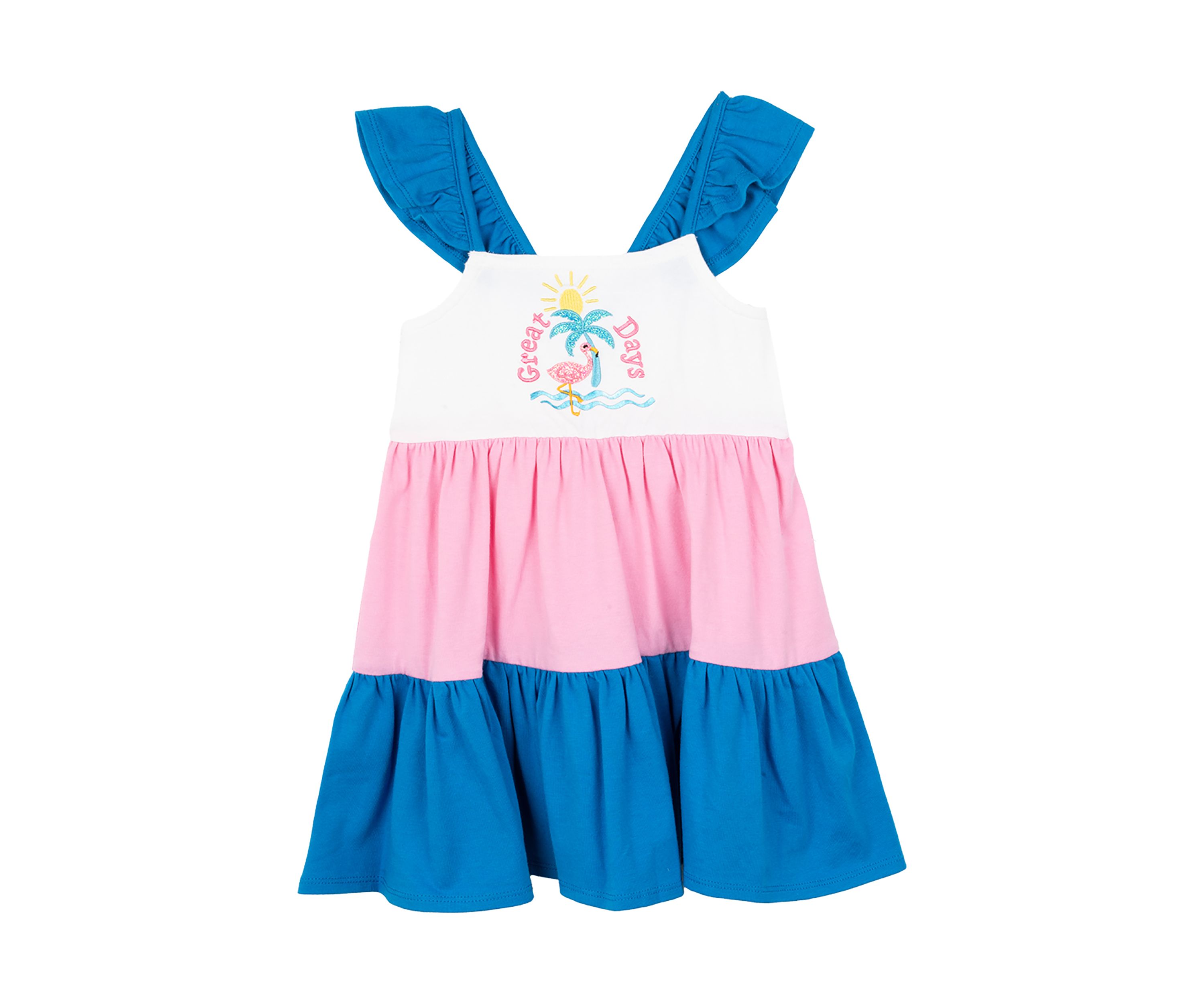 Toddler Girls Flamingo Graphic Tiered Dress