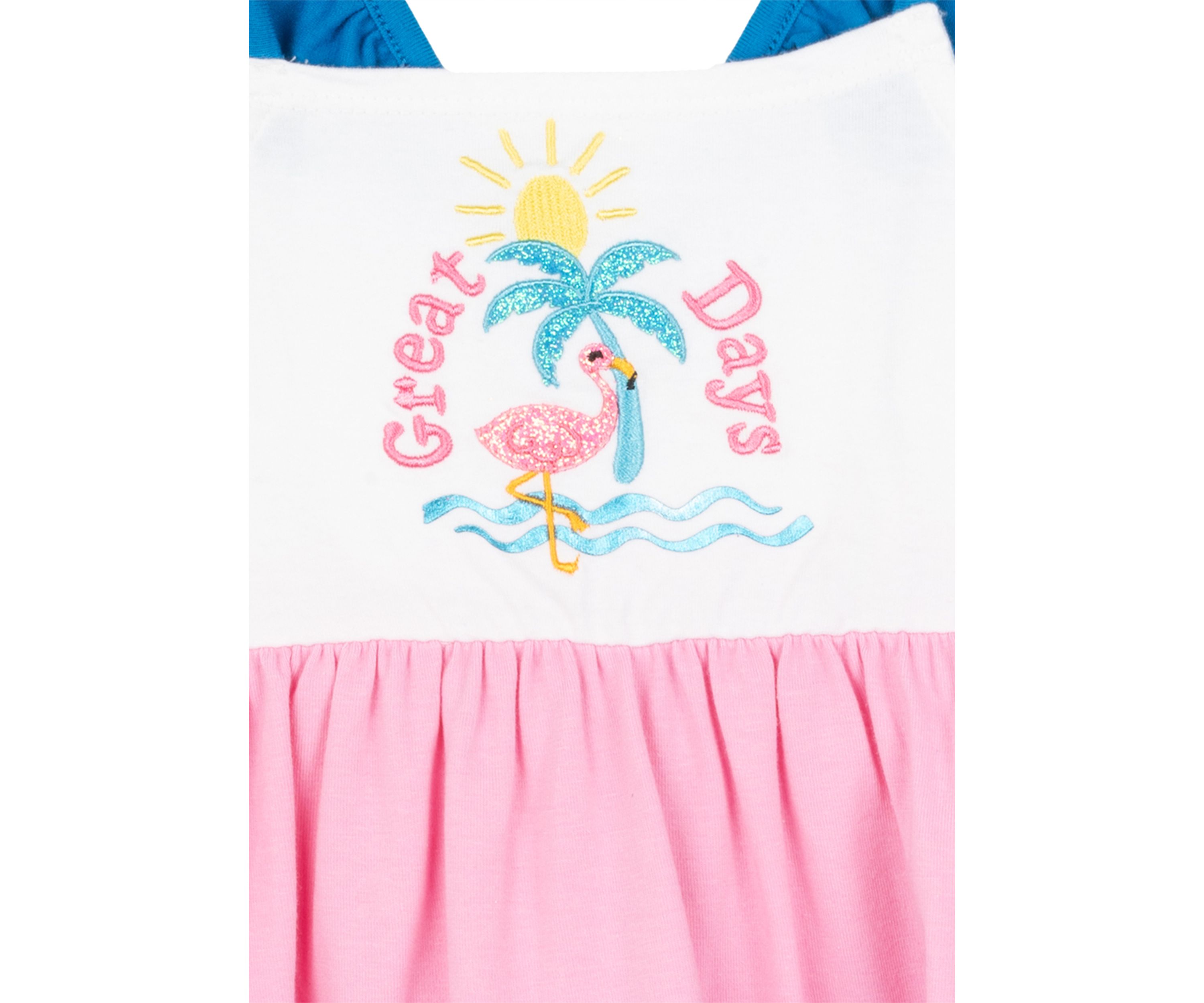 Toddler Girls Flamingo Graphic Tiered Dress