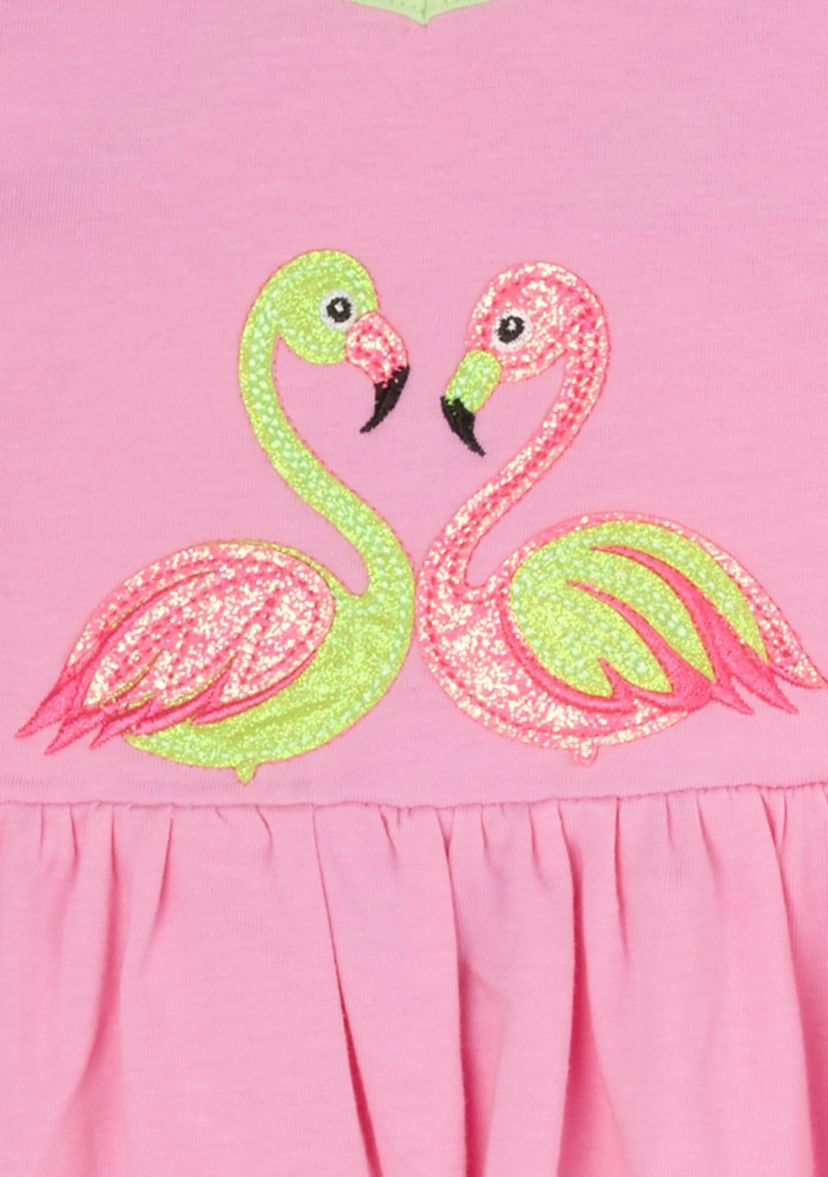 Toddler Girls Flamingo Embroidered Dress