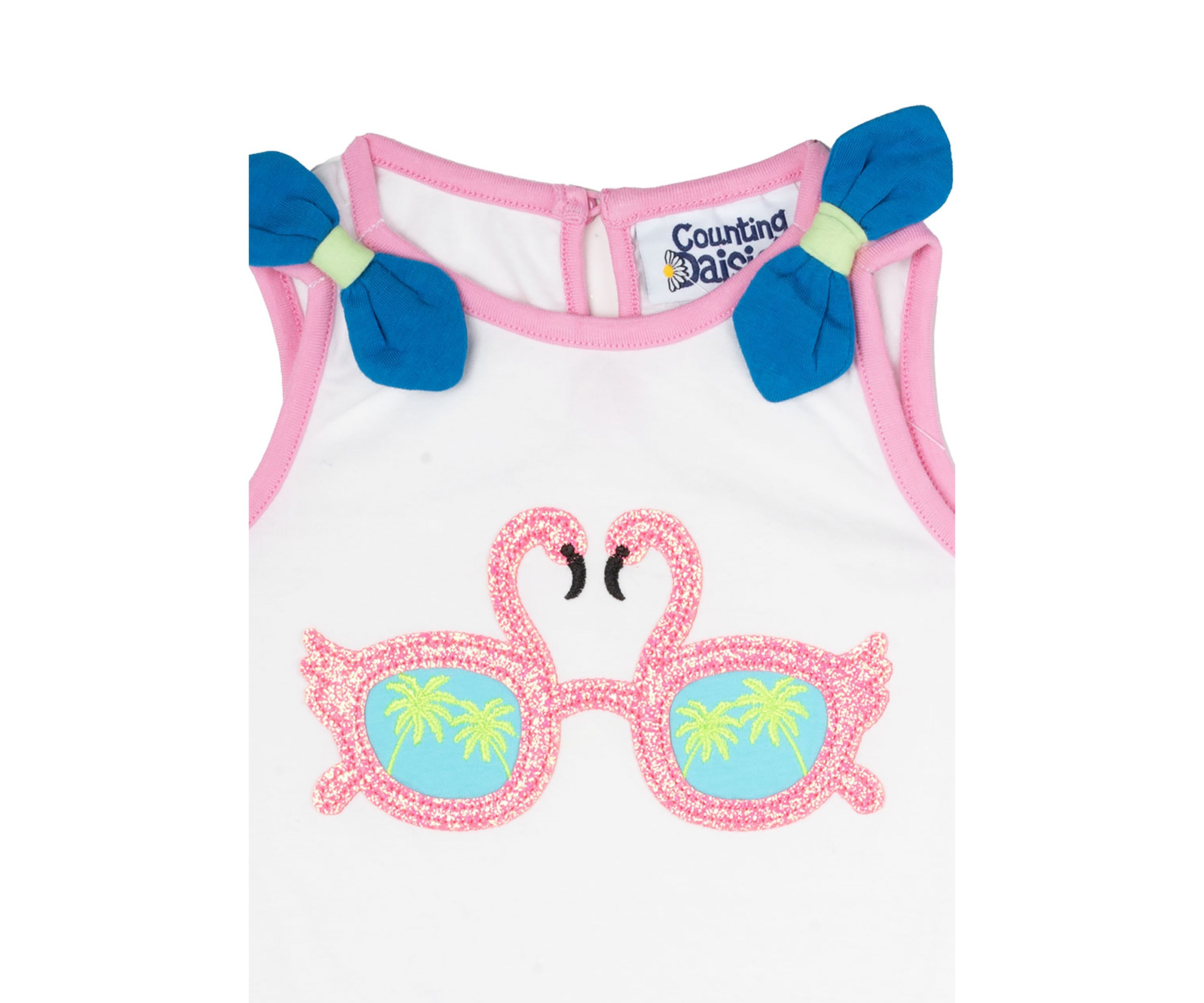 Baby Girls Flamingo Graphic Tank Top and Ruffle Shorts Set