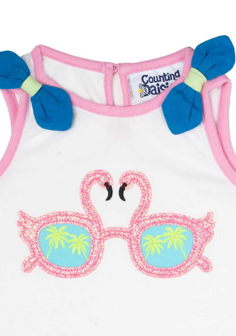 Baby Girls Flamingo Graphic Tank Top and Ruffle Shorts Set