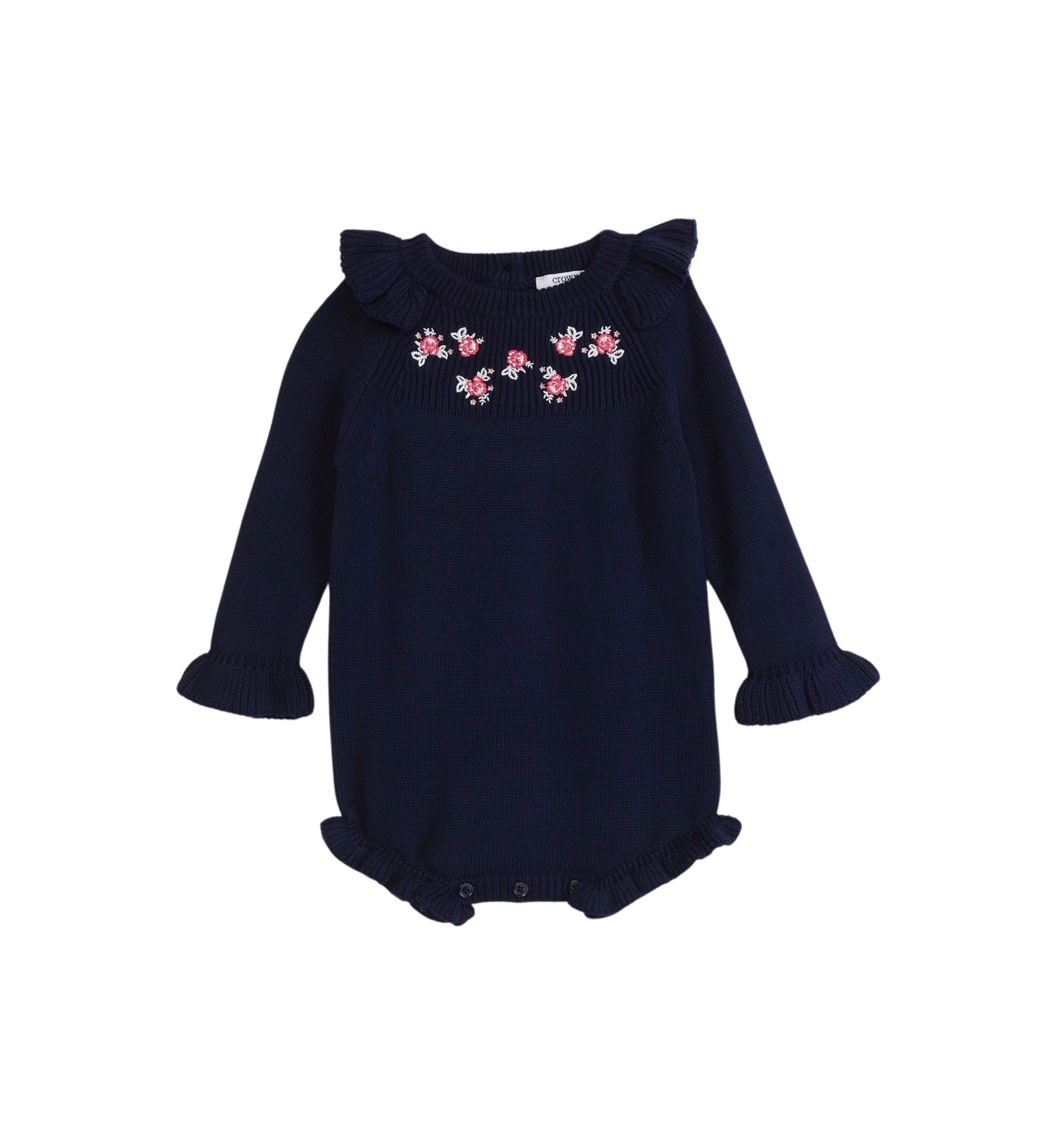 Baby Girls Embroidered Floral Sweater Bodysuit