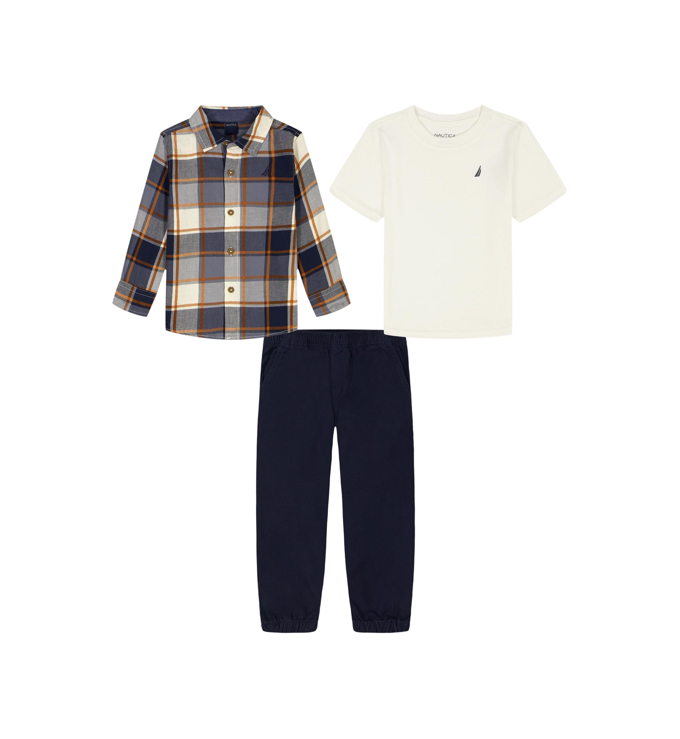 Baby Boys Three Piece Shirt and Woven Pants Set