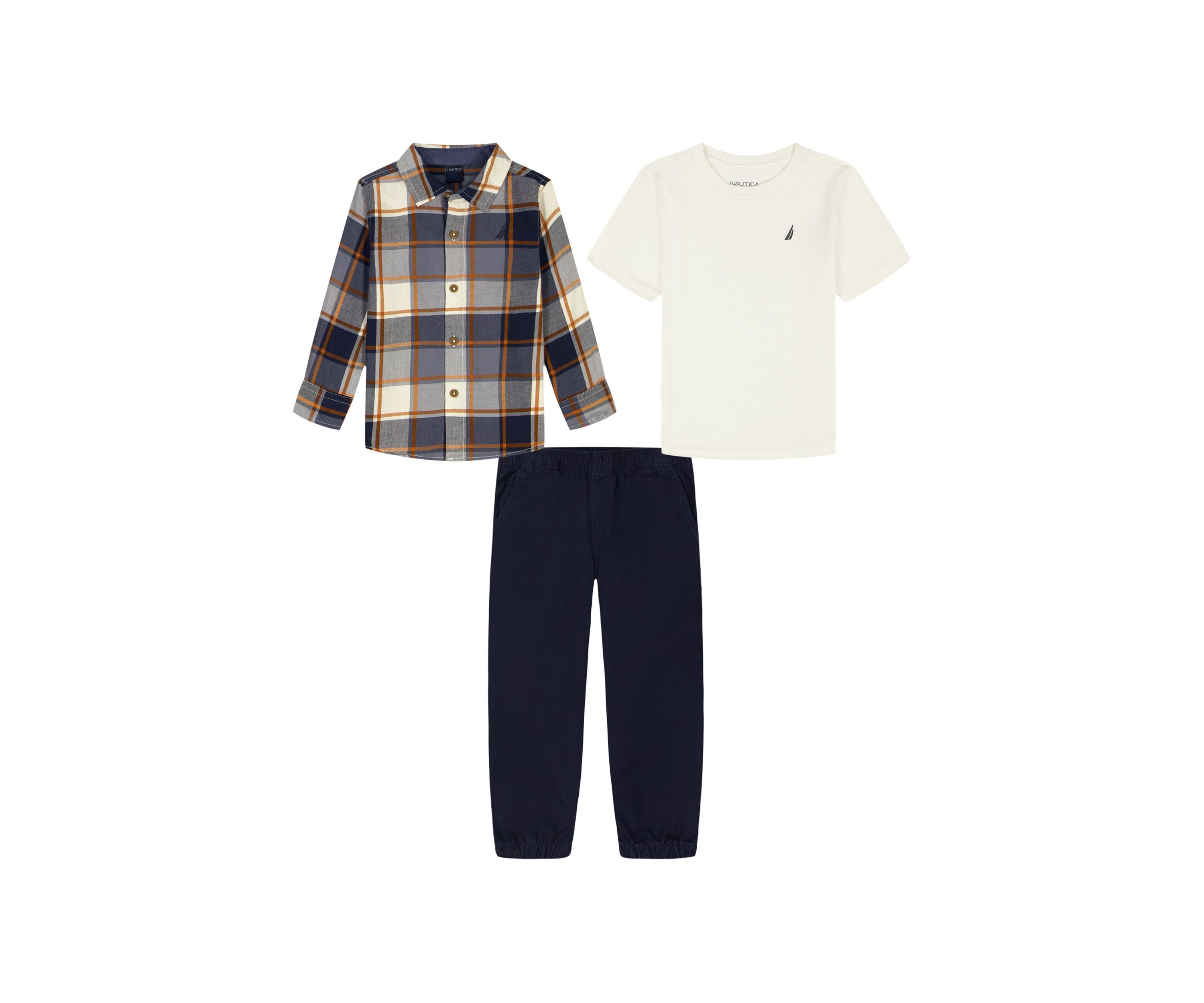 Baby Boys Three Piece Shirt and Woven Pants Set