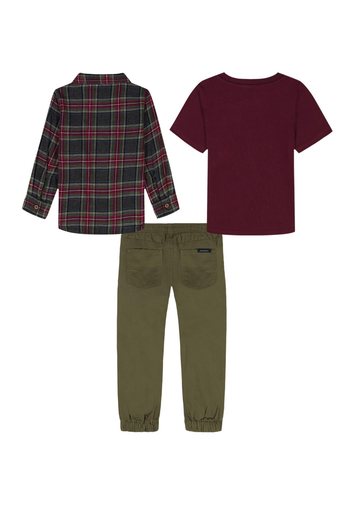 Baby Boys Three Piece Shirt and Woven Pants Set